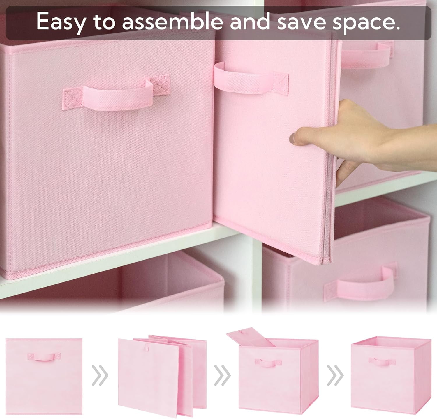 GRANNY SAYS Cube Storage Bins, Fabric Organizer Baskets with Dual Handles, Collapsible Closet Organization (Pink, 11 in, 8-Pack) 20yoo