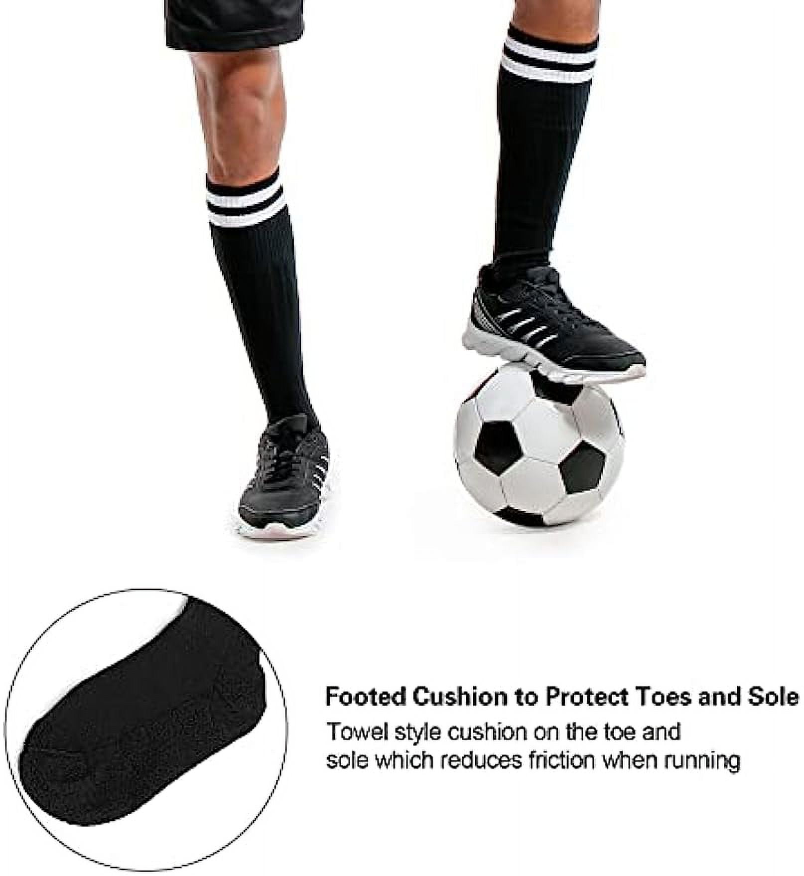 Totowood Kids Football Socks Breathable Athletic Soccer Training Gear (Black, 2 Pair Pack) 3o2ft