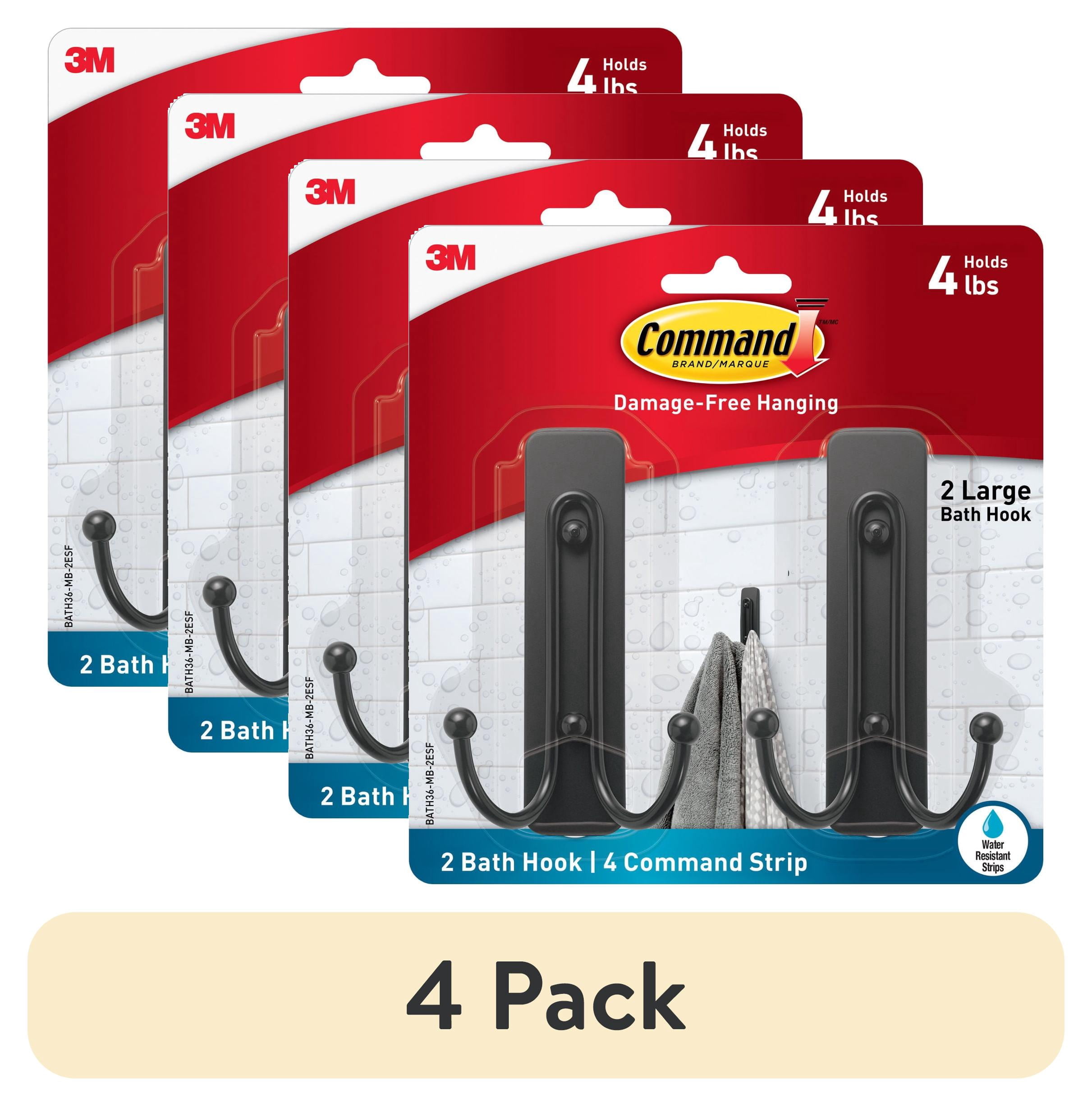 Command Large Double Bathroom Wall Hook, Damage-Free Adhesive Hanging Hardware (Black, 4 Pack) it2kb