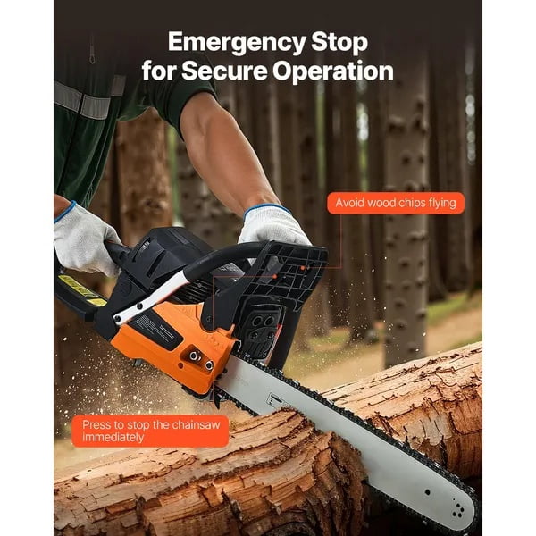Generic 62cc Gas Chainsaw, 3.8 HP Professional Wood Cutting Tool with 20 in Guide Bar (Orange, 20 in) wf4f5
