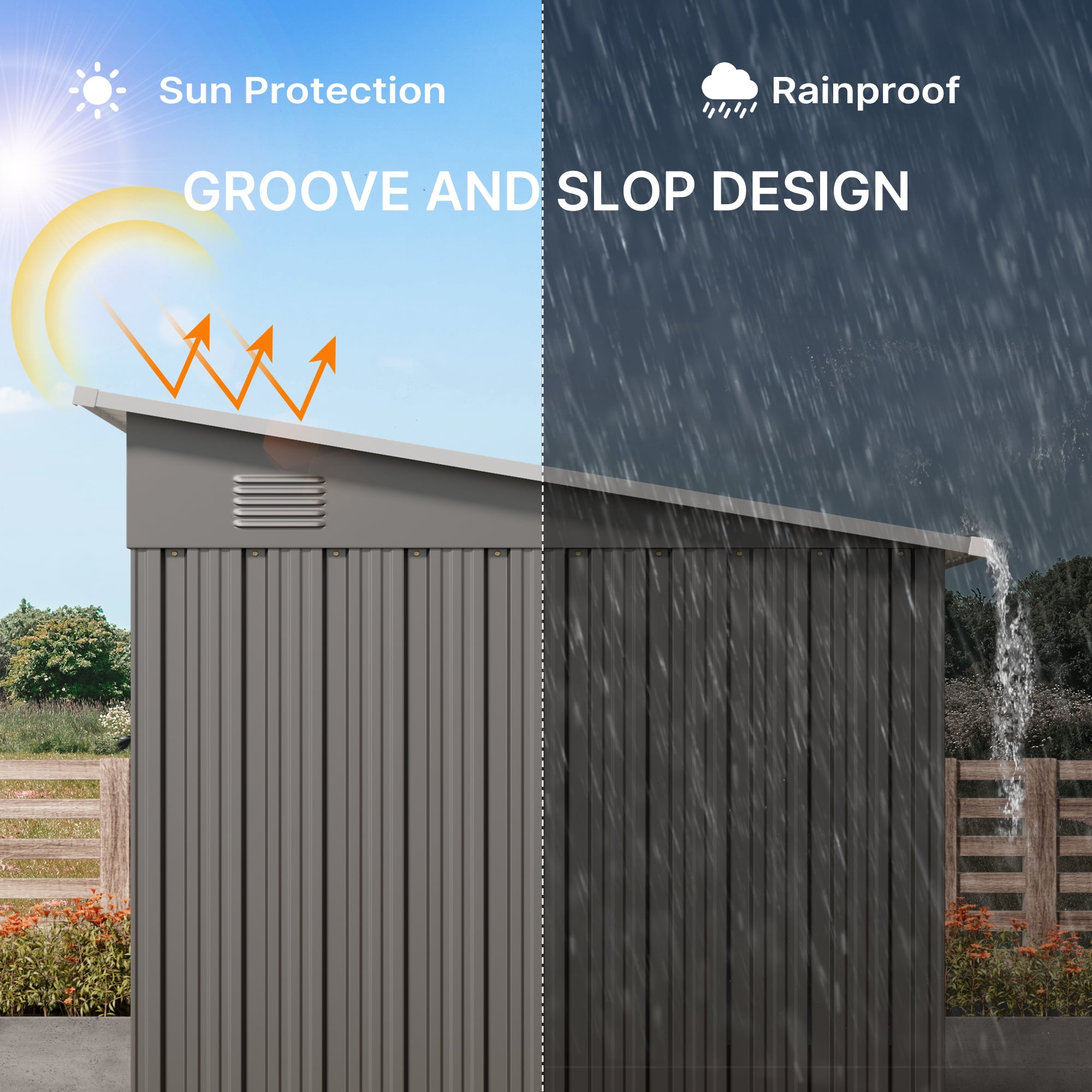 Aiho 6x4 ft Outdoor Storage Shed, Weather-Resistant Garden Tool House with Sliding Doors (Gray, 42.9 in x 76.8 in x 77.2 in) mhtc2