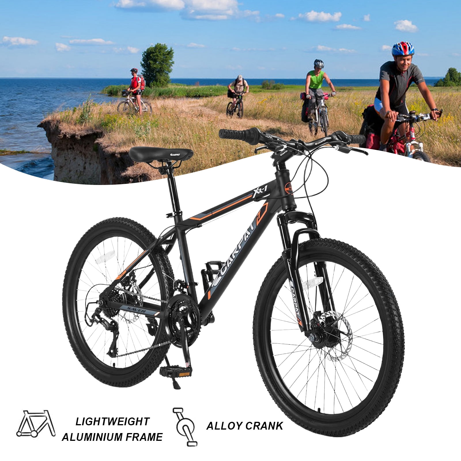 Ambifirner 24 Inch Mountain Bike with 7-21 Speed Shifting System (Orange, 24 in) e41yz