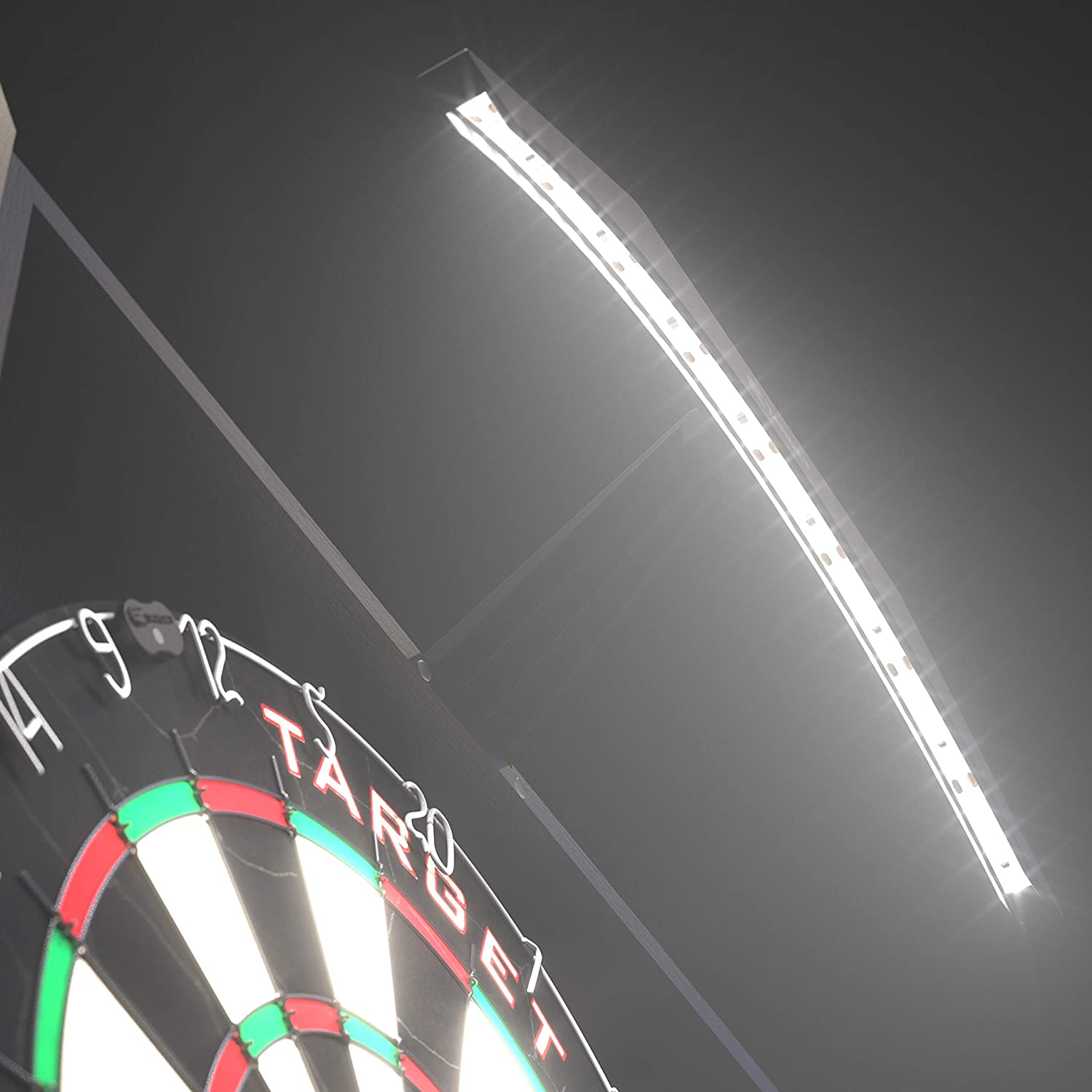 Target Darts Arc Dartboard Cabinet Set with LED Lighting System (Black, 22.8 in x 4.3 in) thzyd