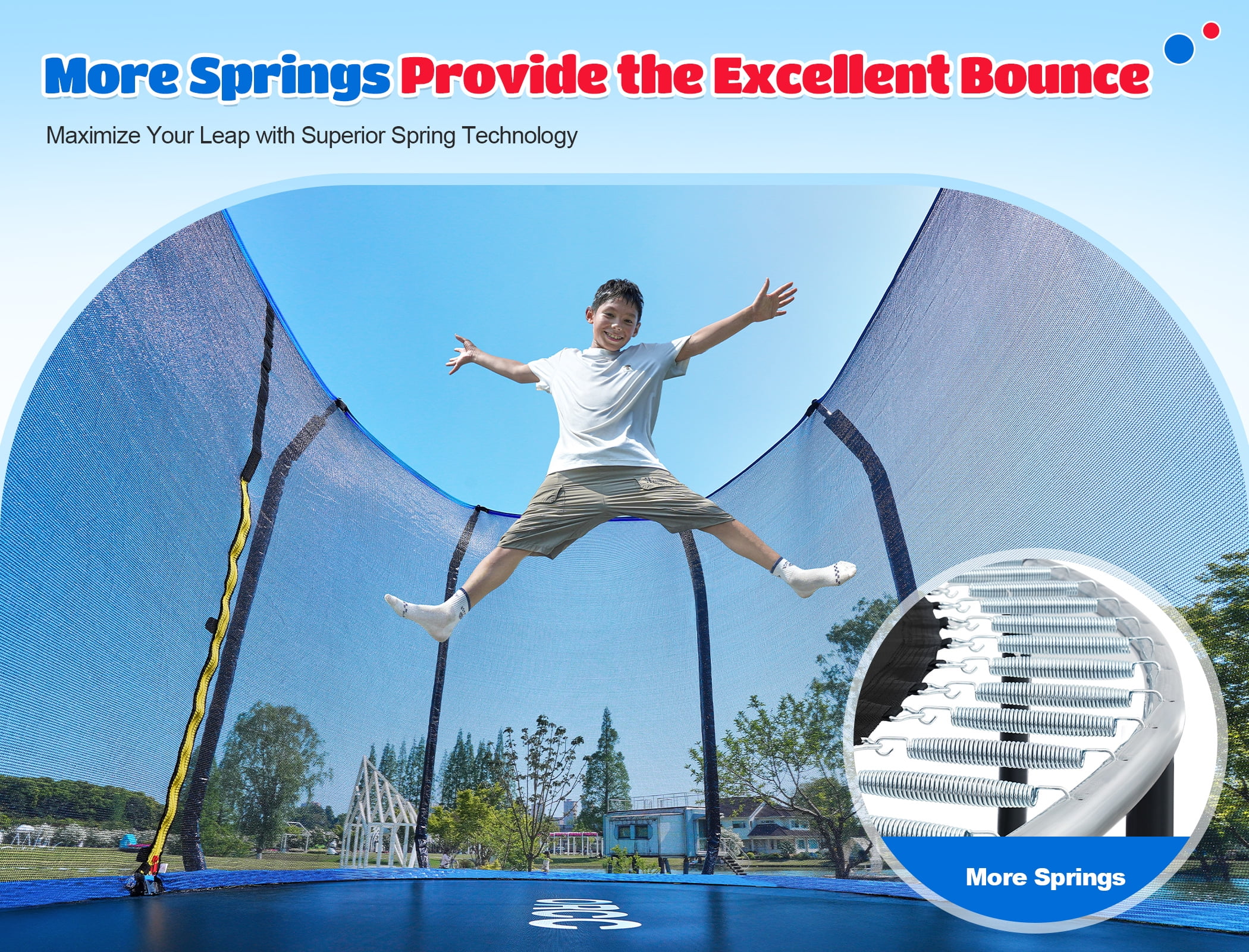 ORCC Heavy-Duty Oval Trampoline with Safety Enclosure, Reinforced Steel Frame for Kids and Adults (Blue, 8 ft x 13 ft) luta6