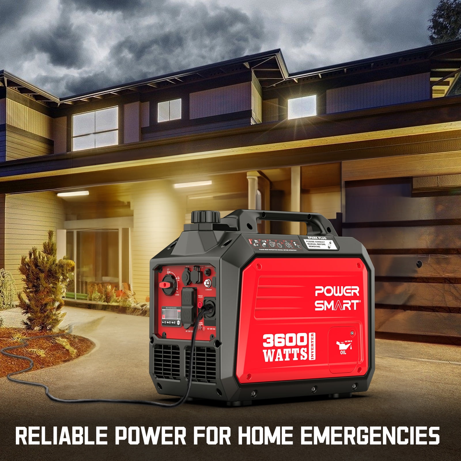 PowerSmart Portable Inverter Generator (3600W, Gas Powered, Quiet Operation, EPA Compliant) z5r1j