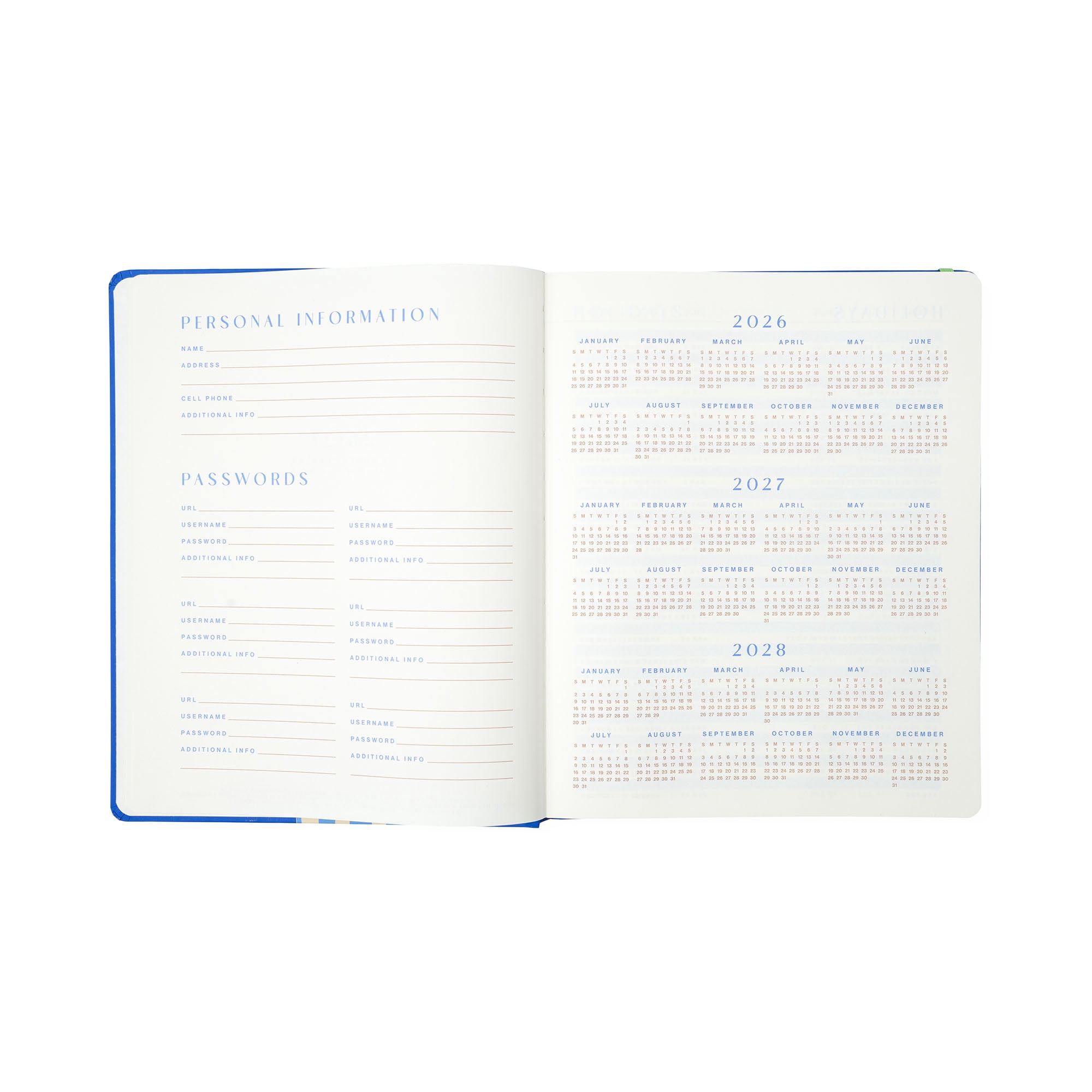 ThinkInk 15-Month Planner Weekly & Monthly Organizer Blue Flower Vase Design (8 in x 10 in) kg3qq