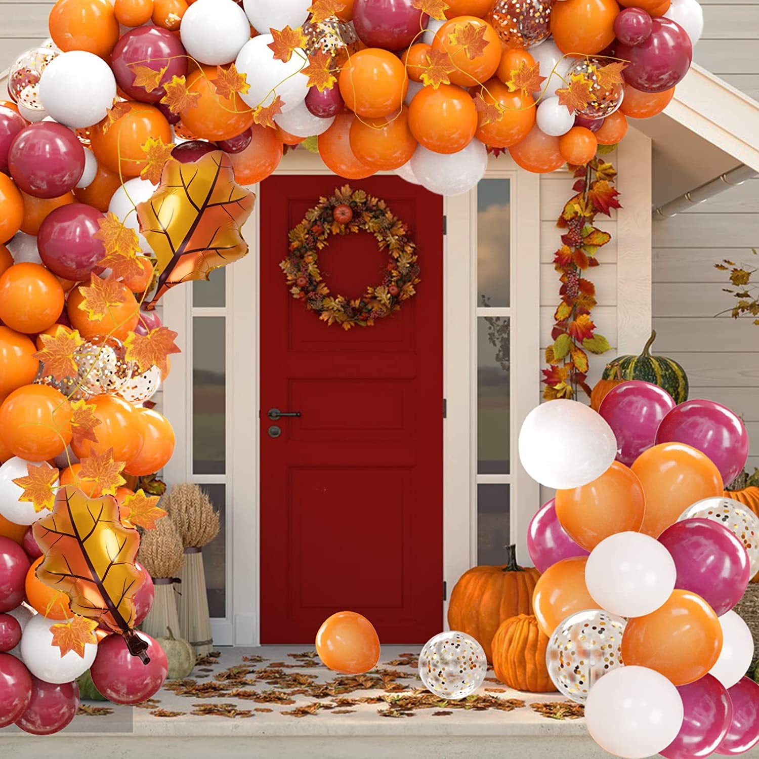 BB Hapeayou Fall Balloon Arch Kit for Thanksgiving and Baby Shower Party Decorations (105 Pieces) o8y28