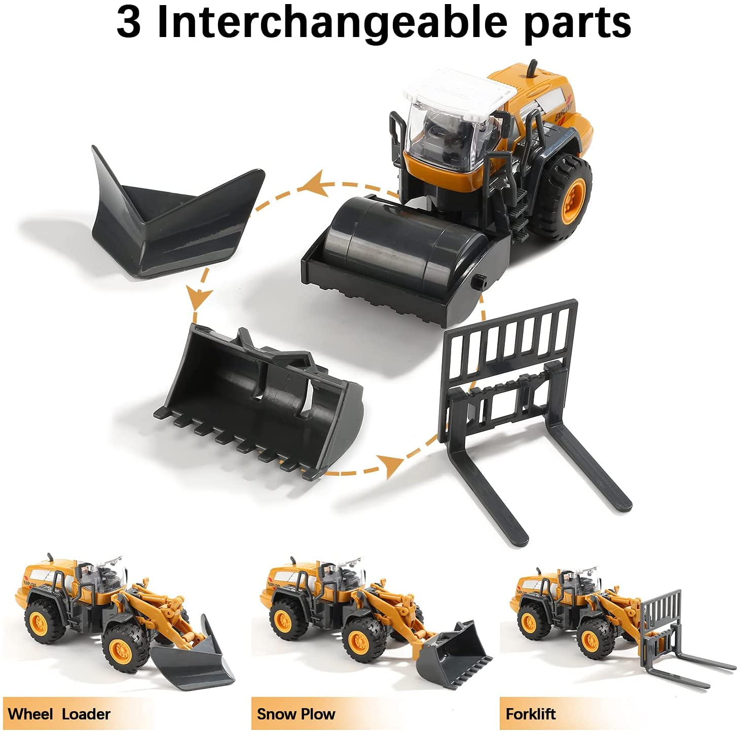 JoyStone Construction Vehicle Playset with Playmat and Movable Parts (Yellow, 1 Set) qij64