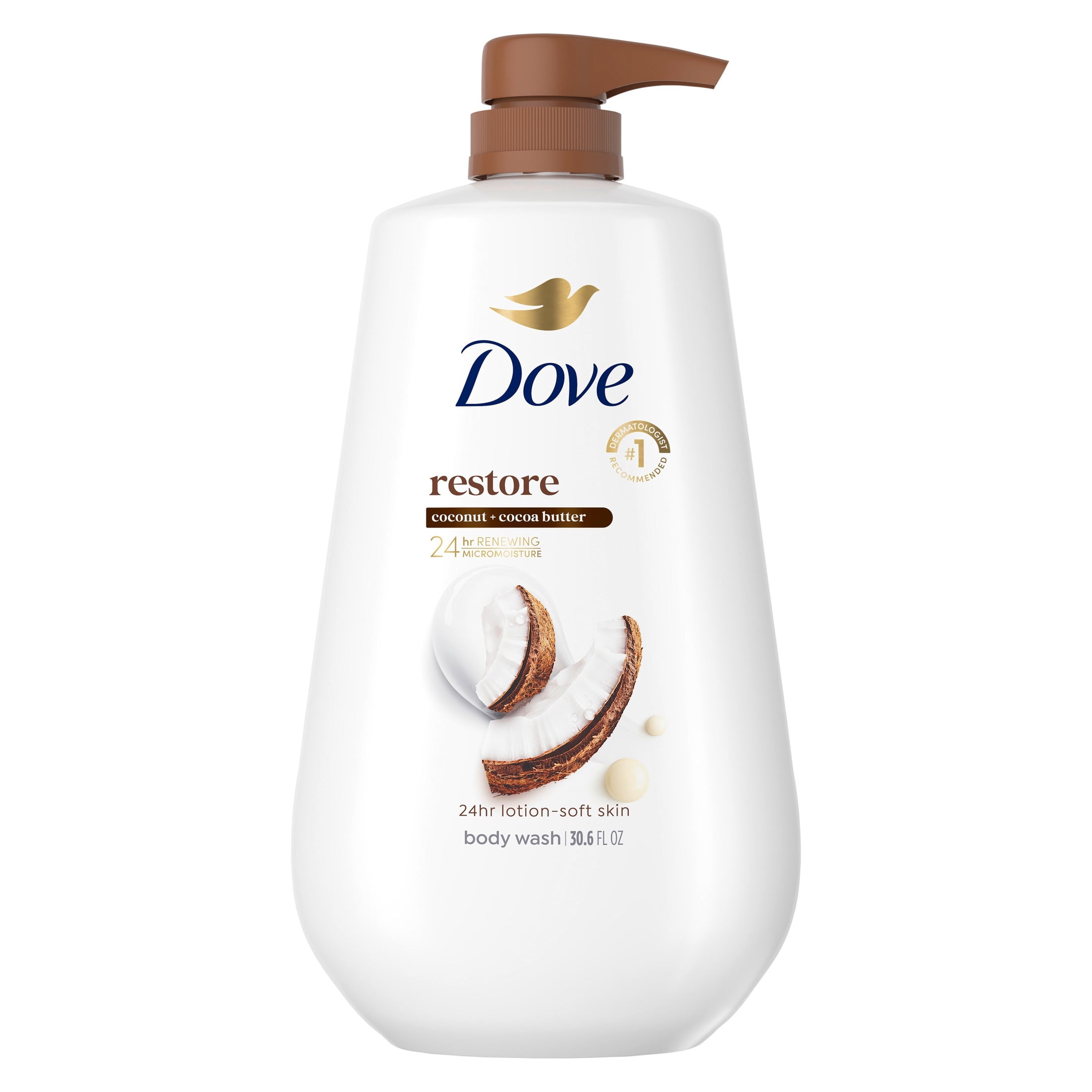 Dove Restoring Body Wash with Coconut and Cocoa Butter, Moisturizing Skin Cleanser (30.6 fl oz) fhi3w
