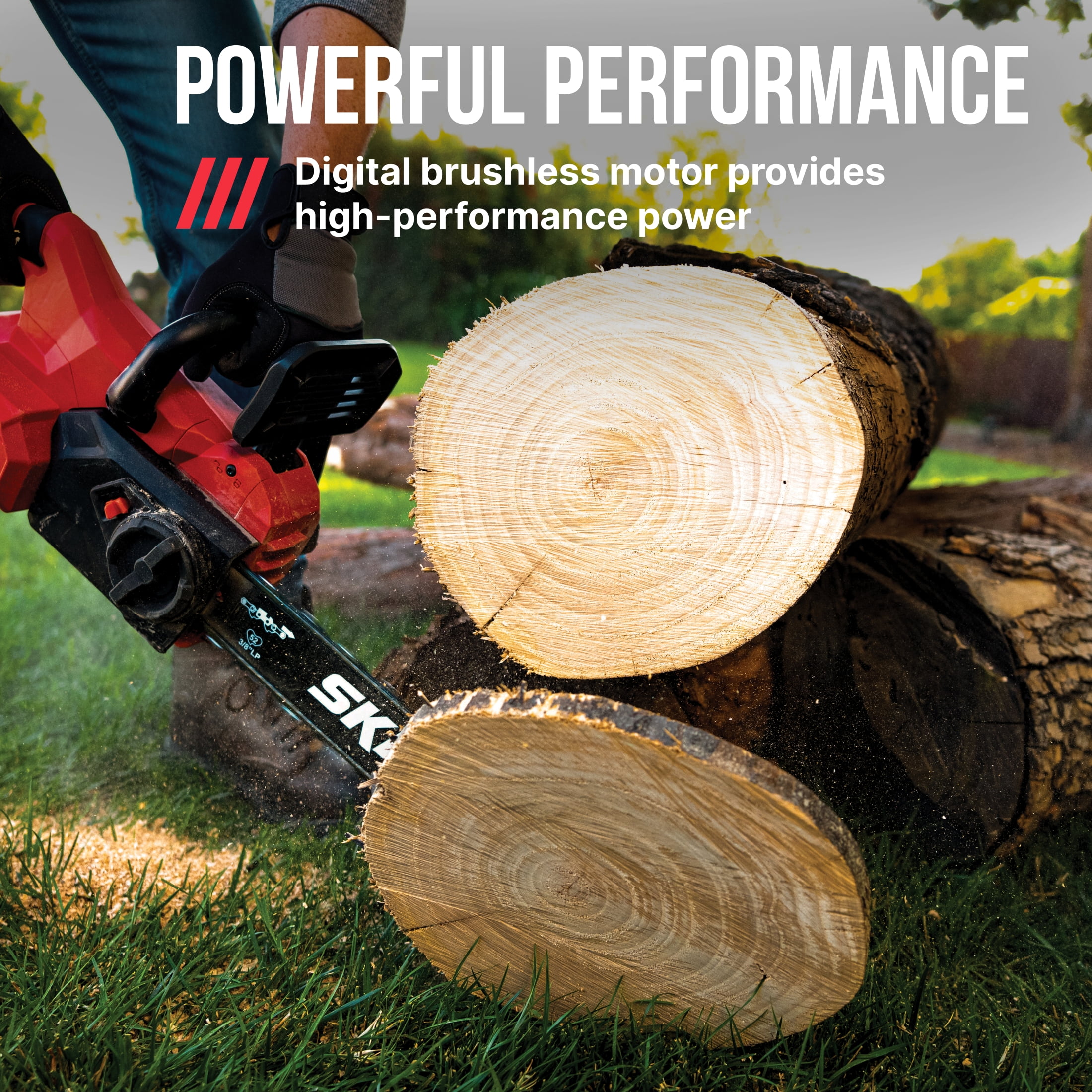 SKIL PWR CORE 40V Brushless 14-Inch Chainsaw Kit with 4.0Ah Battery and 60W Charger (Red, 14 in) yyyjt