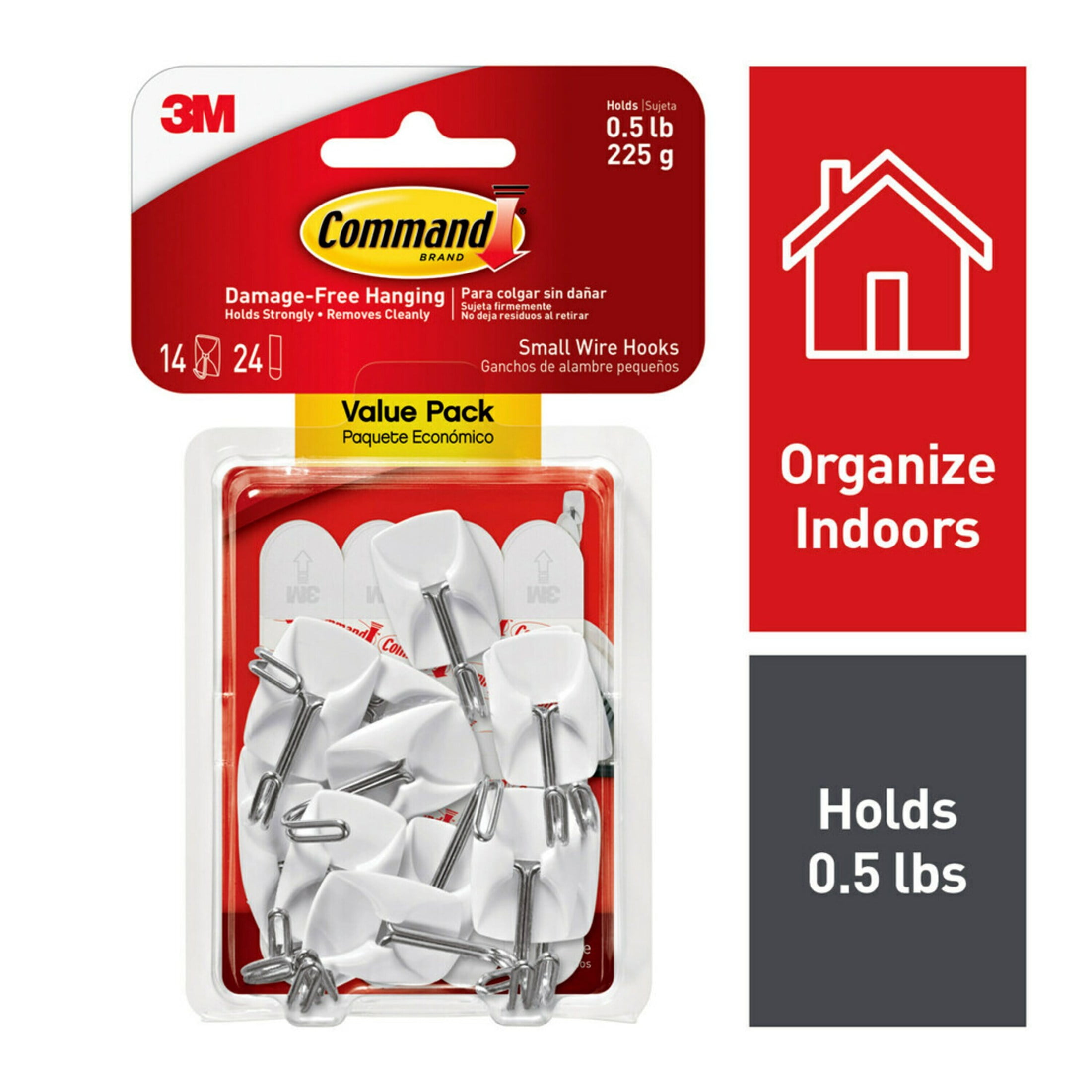 Command Small Wire Toggle Hooks, Damage-Free Adhesive Wall Hooks for Organizing (White, 14 Hooks and 24 Strips) tqzne