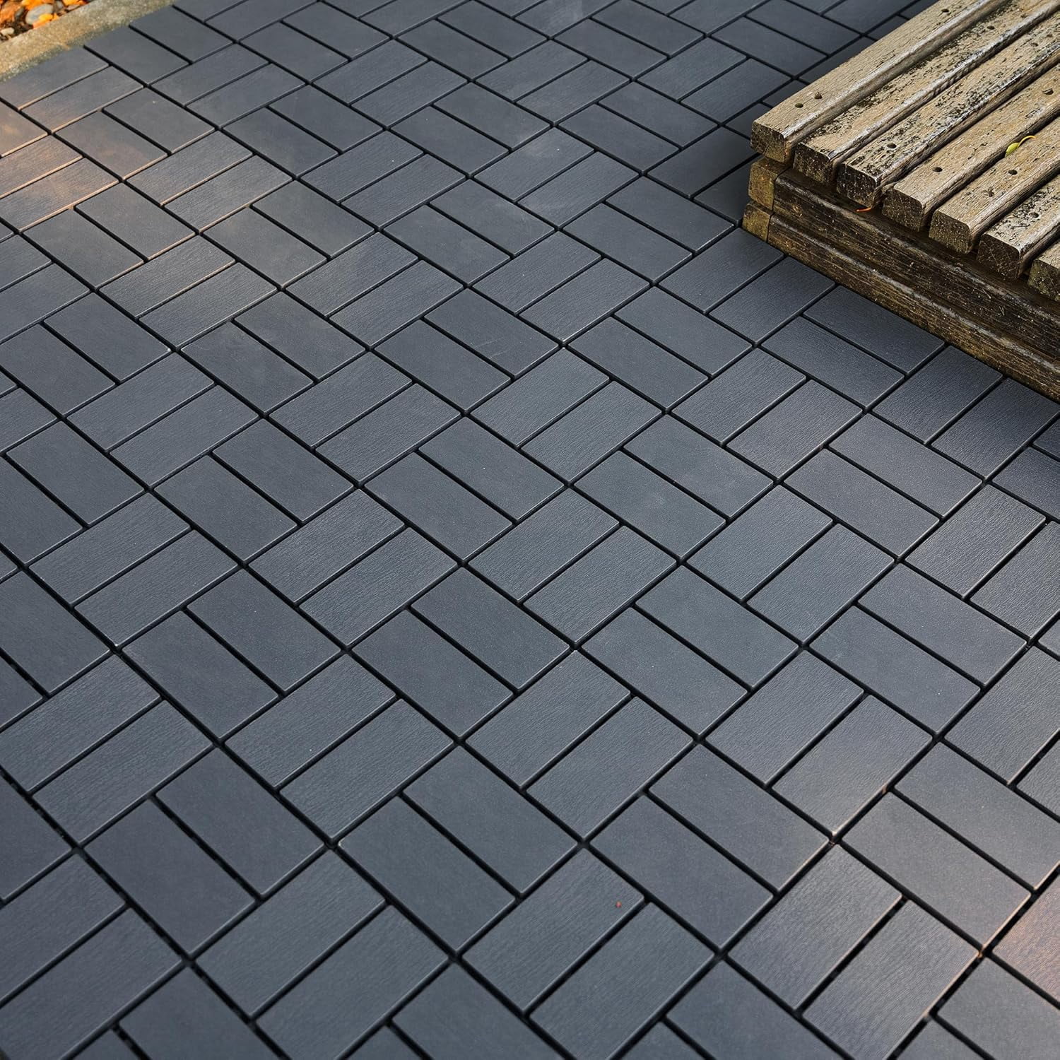 Well Fleet Interlocking Deck Tiles, Weather-Resistant Plastic Patio Flooring for Outdoor Garden and Poolside (Grey, 58 Piece Set) q3nl0