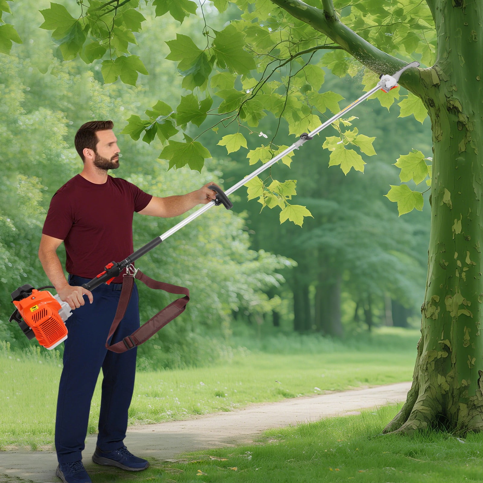 ToppiJoy 52CC 2-Stroke Gas-Powered Pole Saw, Heavy-Duty Tree Pruner for Branch Trimming (90.55 in) 0pc7y