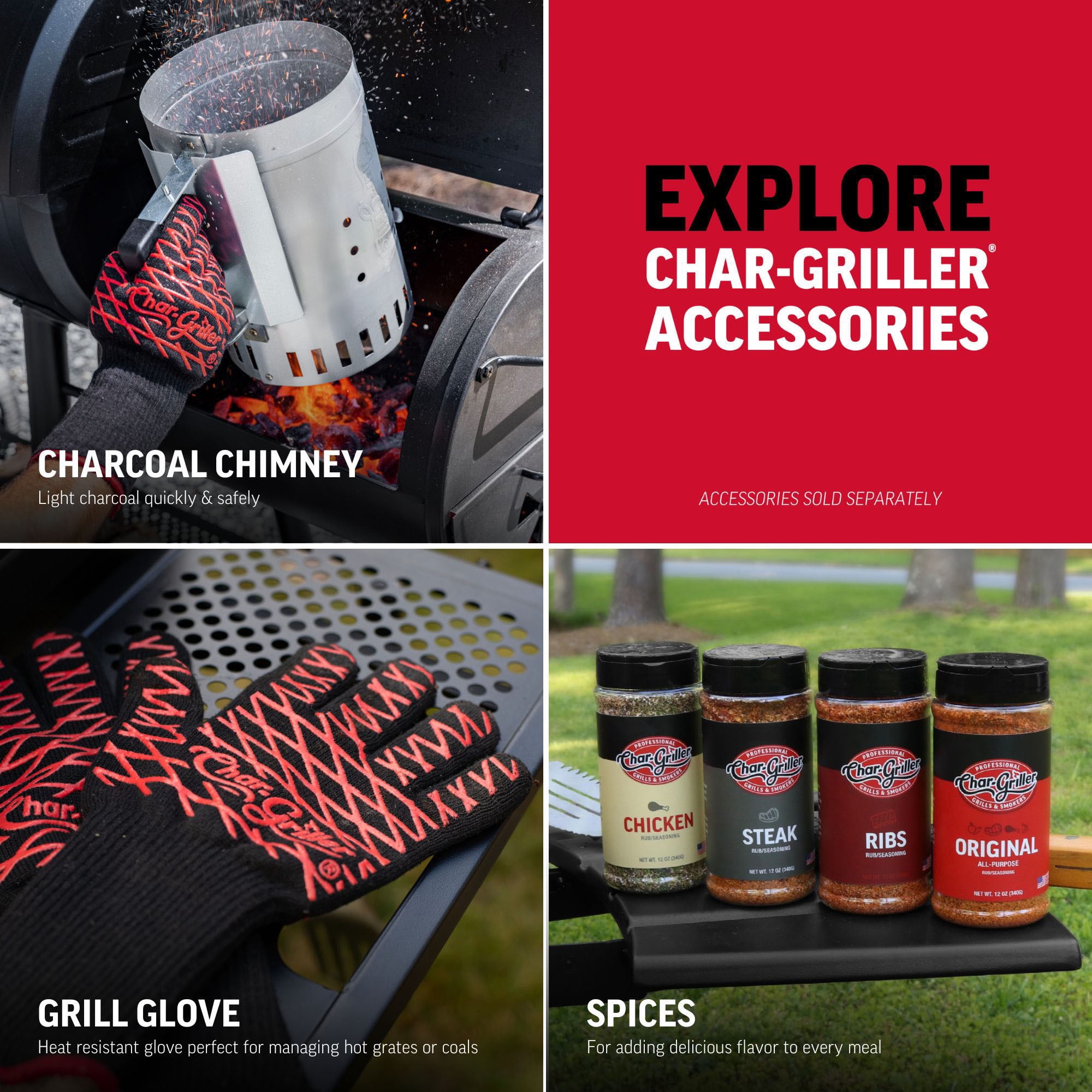 Char-Griller Flex Fuel Plus Gas and Charcoal Grill, Griddle and Smoker (Black, 1260 sq in) 2h6kx