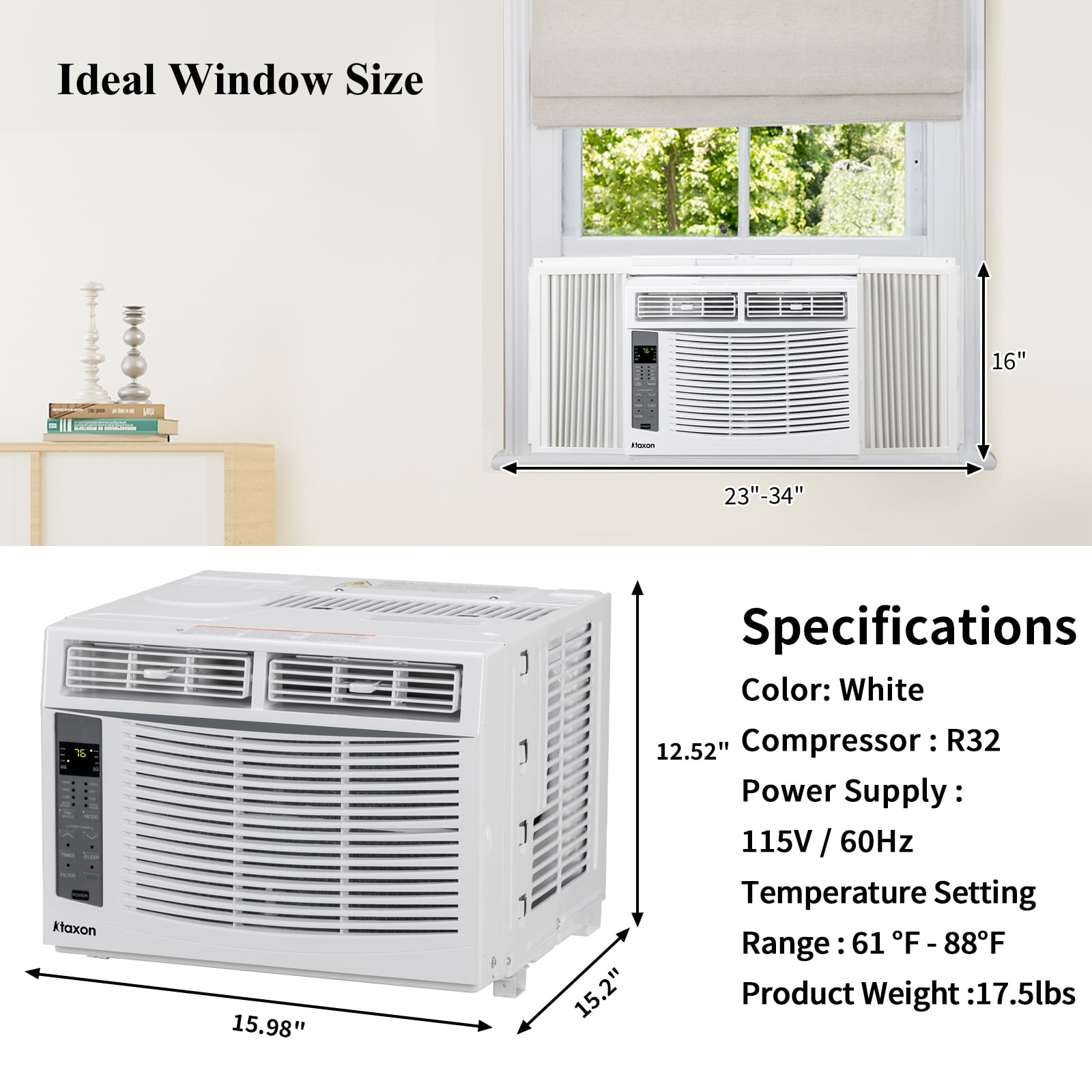 Ktaxon 6000 BTU Window Air Conditioner with WiFi and Remote Control (White, 250 sq ft) 6d69p