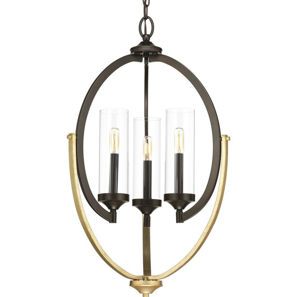 Progress Lighting Evoke 3-Light Chandelier, Antique Bronze Finish with Clear Glass Shades (20 in Diameter) cxj5y