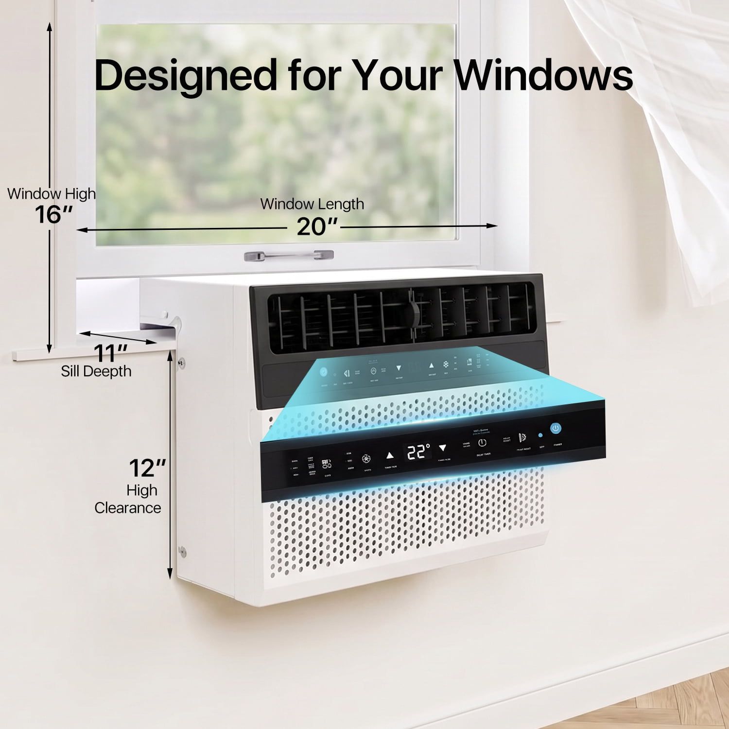 BaPiPro 12,000 BTU Smart Window Air Conditioner, WiFi Enabled Cooling System for Rooms Up to 550 Sq. Ft. (White) mdu8v