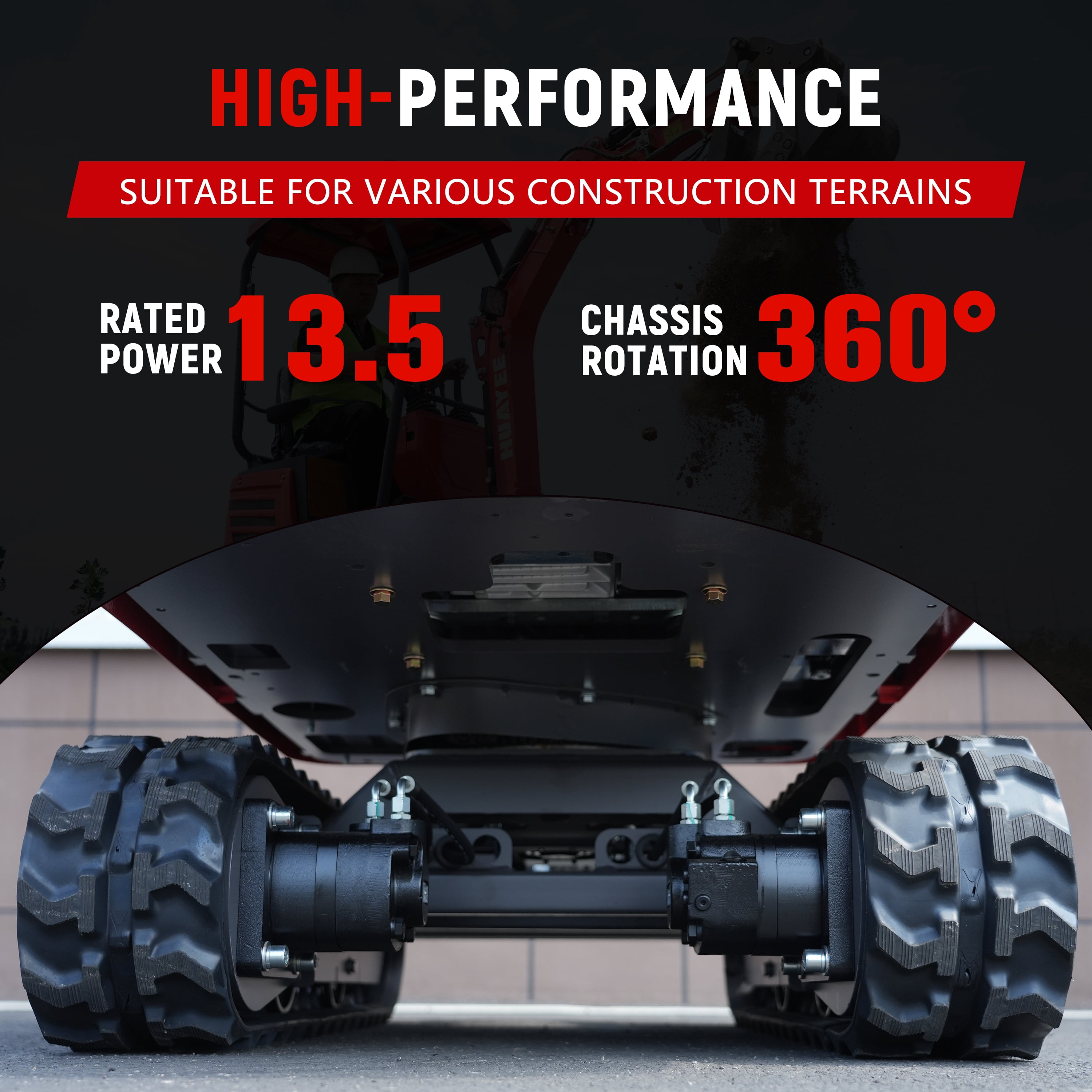 HUAYEE HY12C Mini Excavator with Hydraulic Thumb and 13.5 HP EPA Gasoline Engine (1.2 Ton, 31.5 in Bucket) utyy3