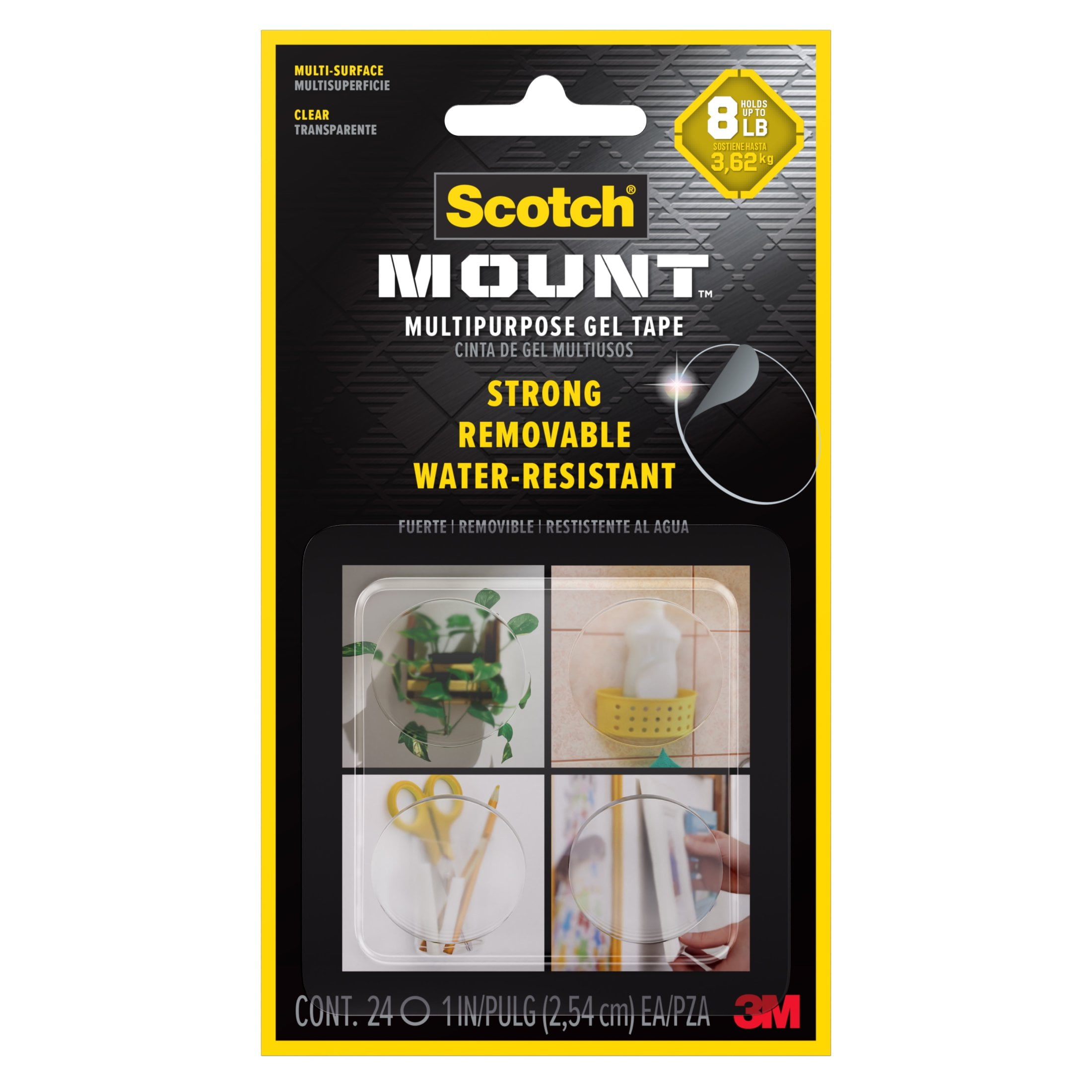 Scotch-Mount Multipurpose Gel Tape Double Sided Circles (Clear, 24 Pack, 1 in) 2fche