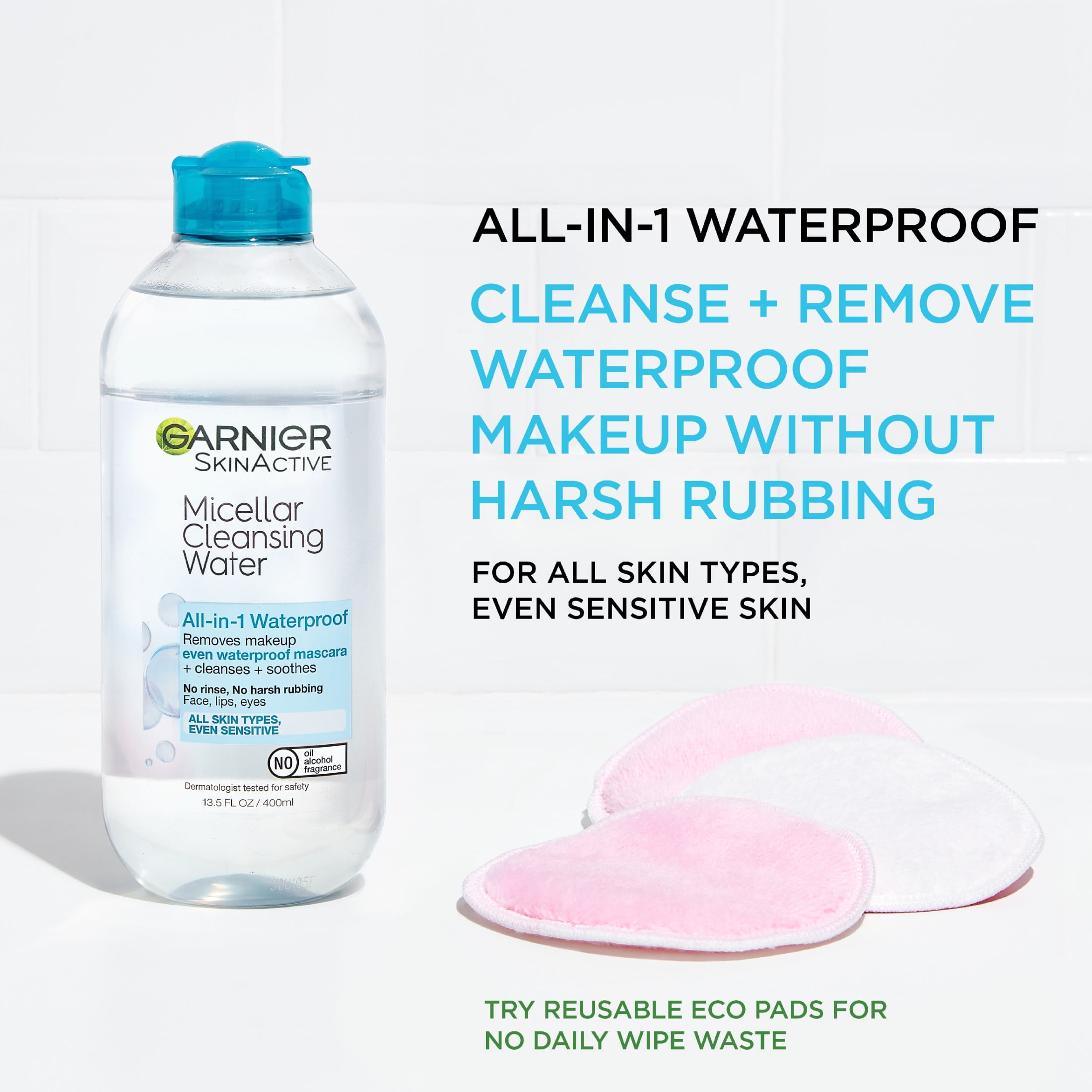 Garnier SkinActive Micellar Cleansing Water All-in-1 Waterproof Makeup Remover and Face Cleanser (13.5 fl oz) nuv3c