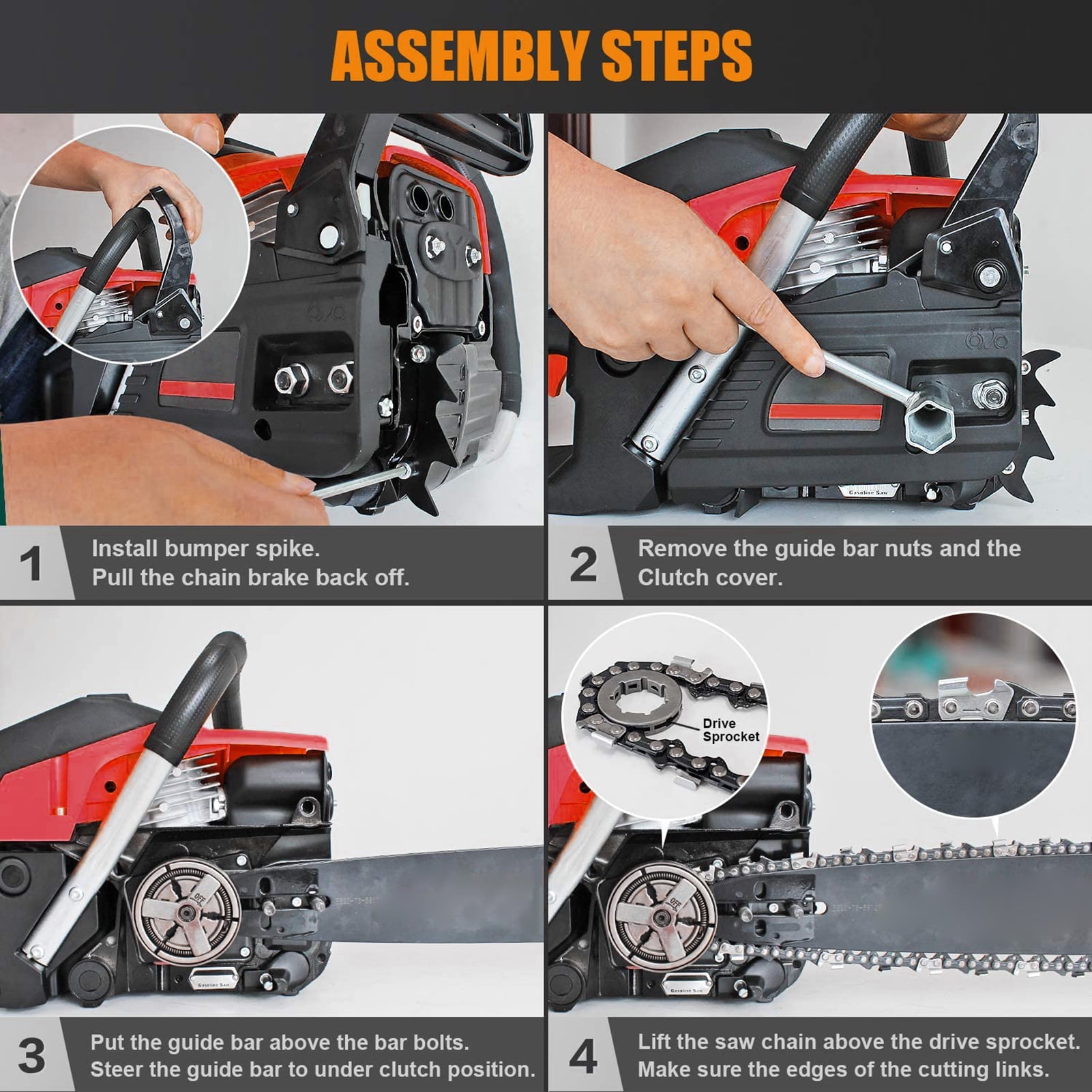 AurumEdge 58CC Gas Chainsaw, 20-inch Professional Wood Cutting Saw with 3.2HP 2-Cycle Engine (Orange, 20 in) rm9cv