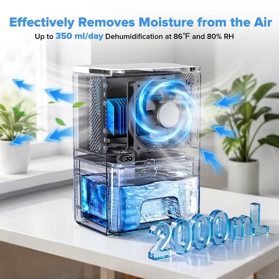 LHRIVER Electric Dehumidifier for Home, Quiet Sleep Mode with 7-Color LED Light (White, 67 oz) mlzwq