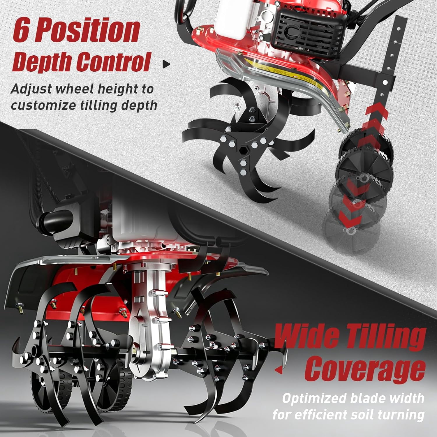 Datingday 4-Stroke Gas Tiller Cultivator, Heavy Duty Rototiller for Garden Lawn Soil, 20-in Width, 10-in Depth (1.5KW) 9wel0