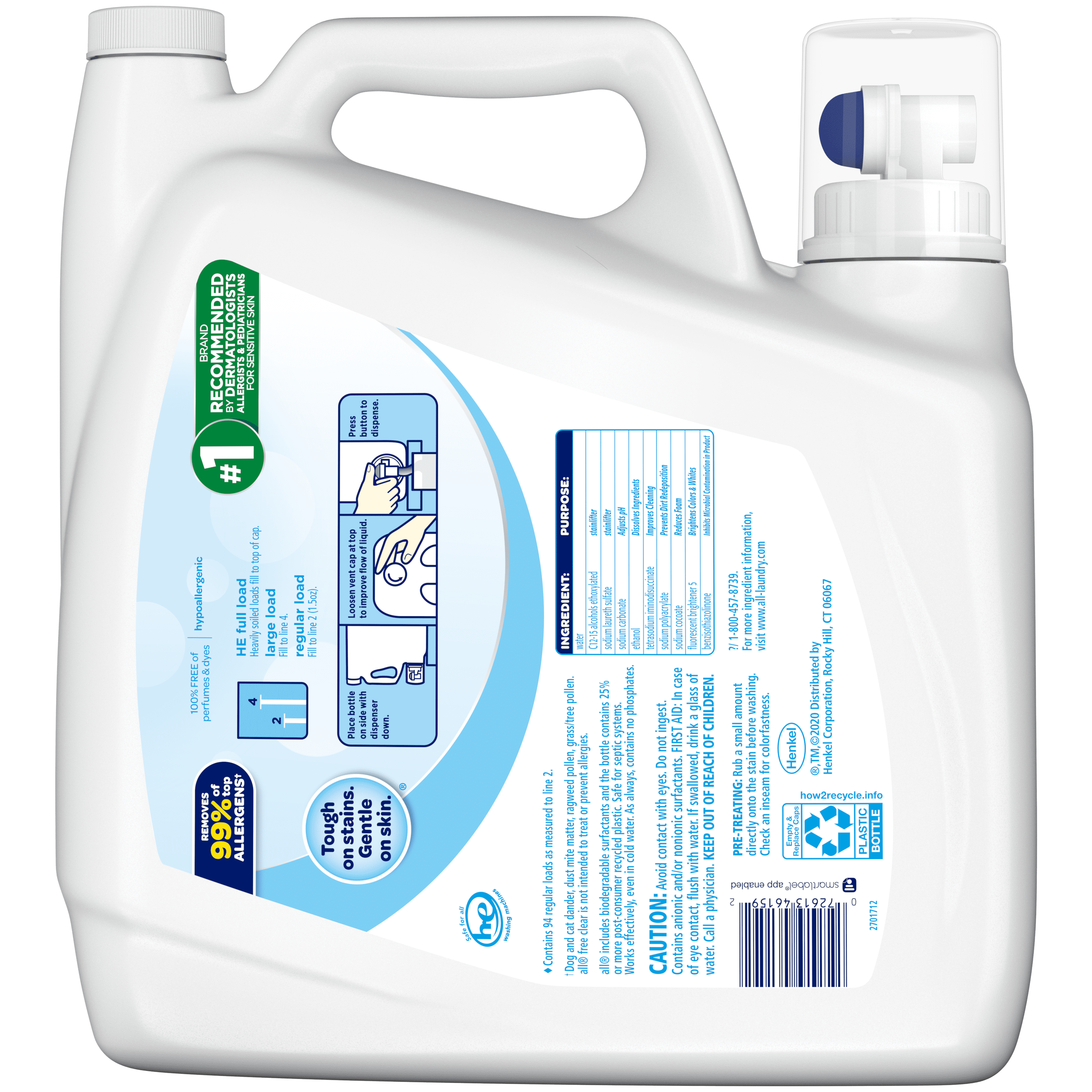 all Free Clear Liquid Laundry Detergent (Clear, 141 fl oz) 2ahew