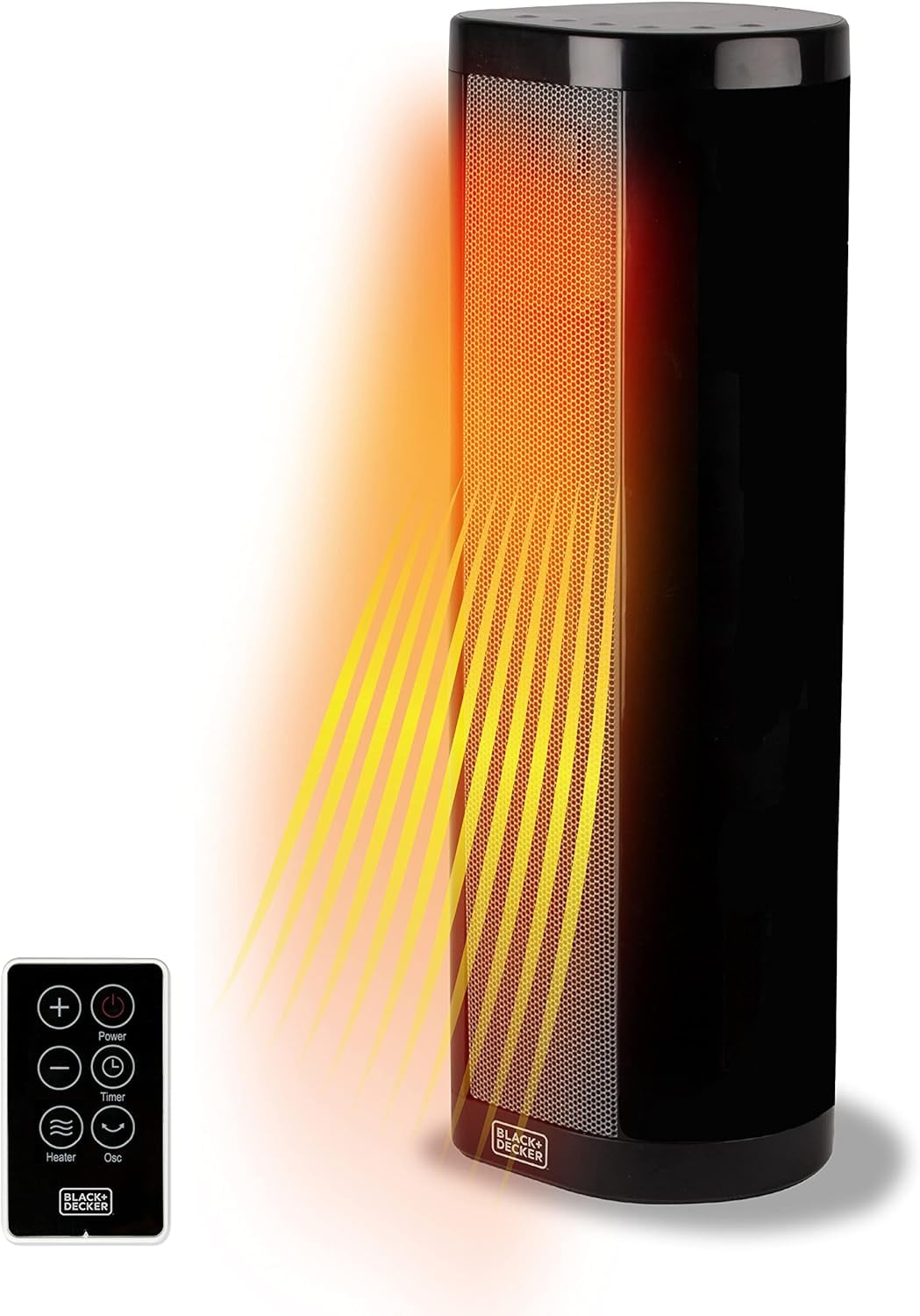 BLACK+DECKER 1500W Oscillating Ceramic Space Heater with Remote Control (Black, 21.7 in) bx29x