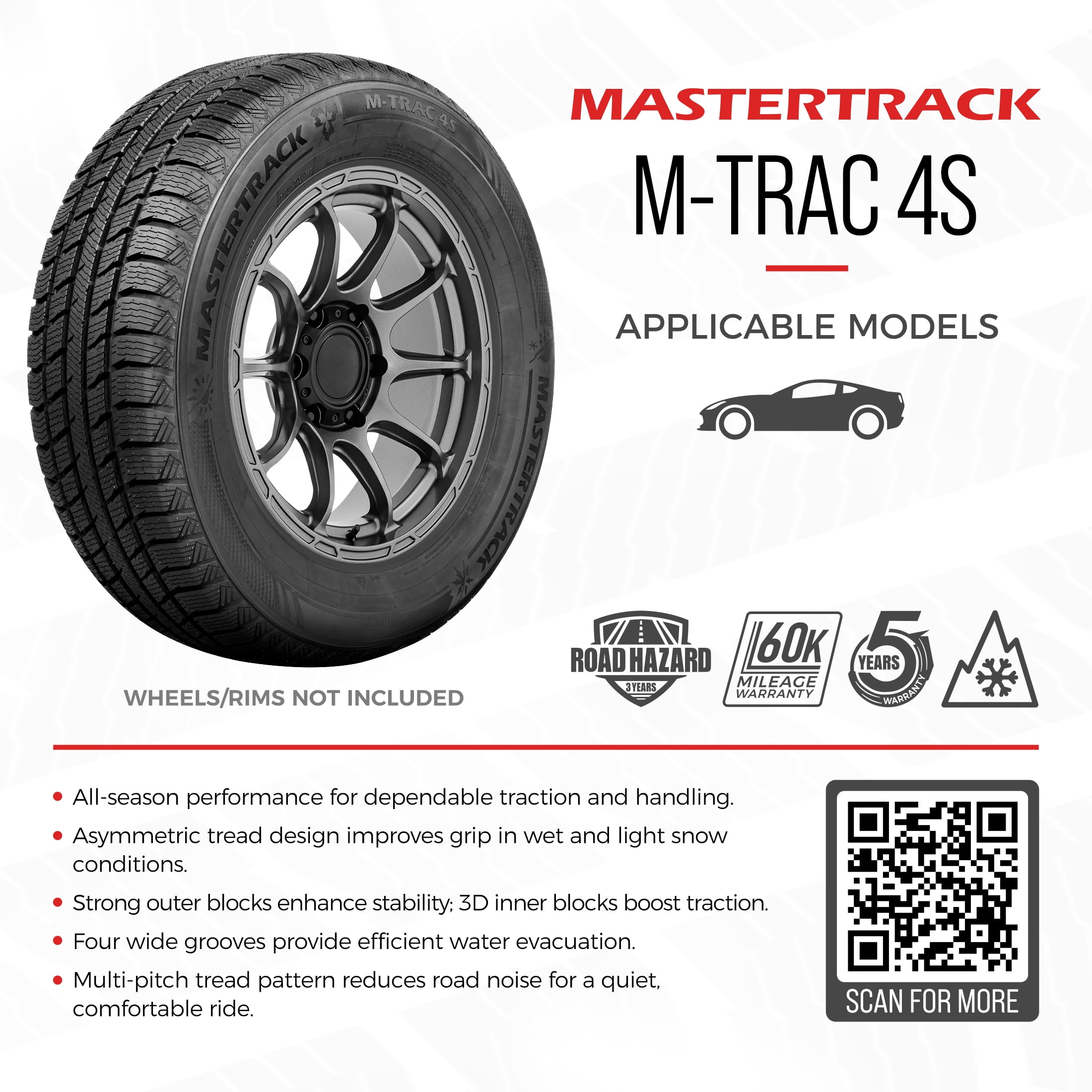 Mastertrack M-TRAC 4S All Weather Ultra High Performance Passenger Tire (235/55R19, 105V) jo188