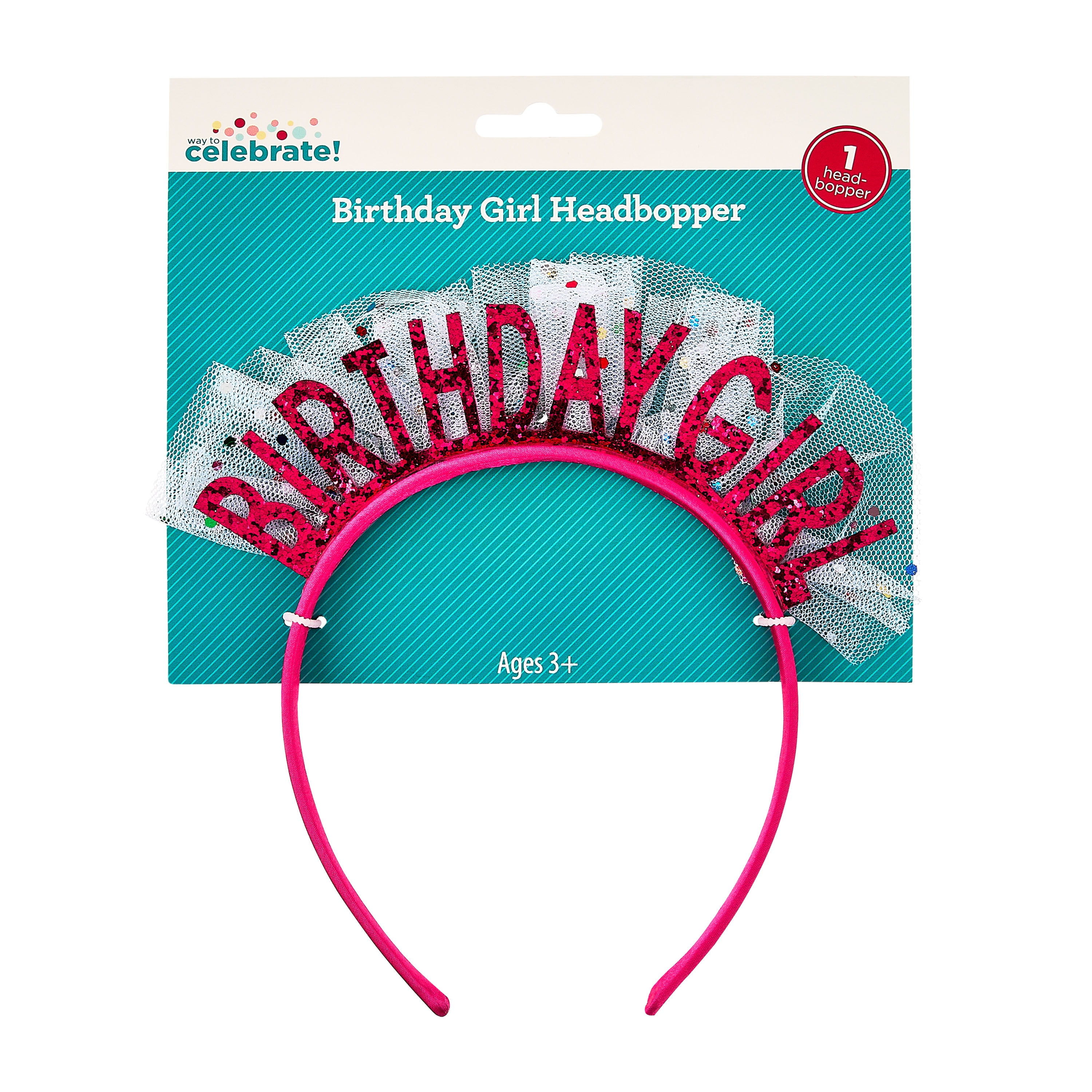Way To Celebrate Birthday Girl Tulle Headband (Pink, One Size) n67gy