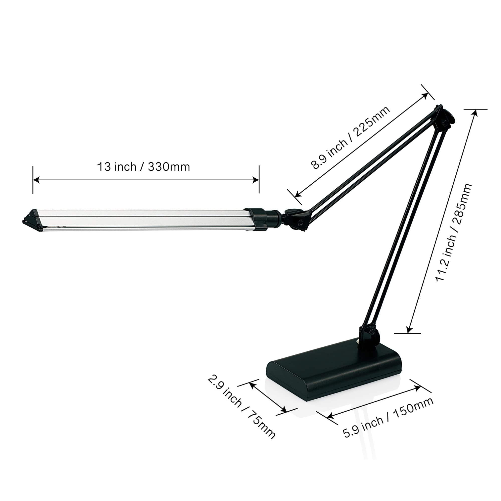 Realspace Architect Desk Lamp, Adjustable LED Task Lighting (Black/Silver, 21.5 in) fgrbj