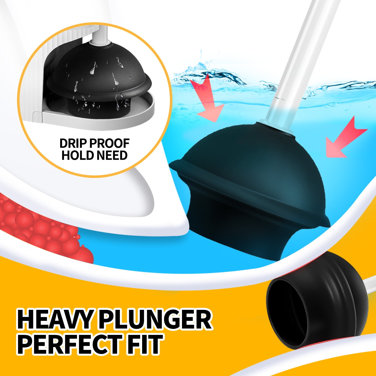 propuri 2-in-1 Toilet Brush and Plunger Set with Extended Handle (White) mtx1k