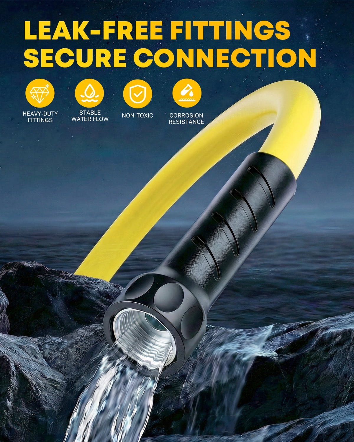 Kohree 50FT RV Water Hose, NSF Certified Drinking Water Safe, Heavy-Duty Flexible Garden Hose with Storage Bag (Yellow, 50 ft) 11j26