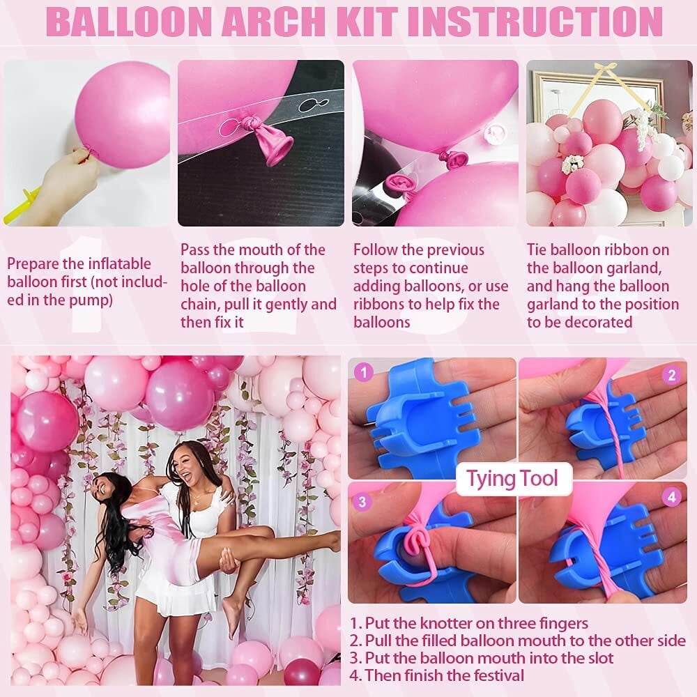 MMTX Pink Balloon Garland Arch Kit with Confetti and Rose Gold 4D Balloons for Party Decorations (86 Piece Set) en75q