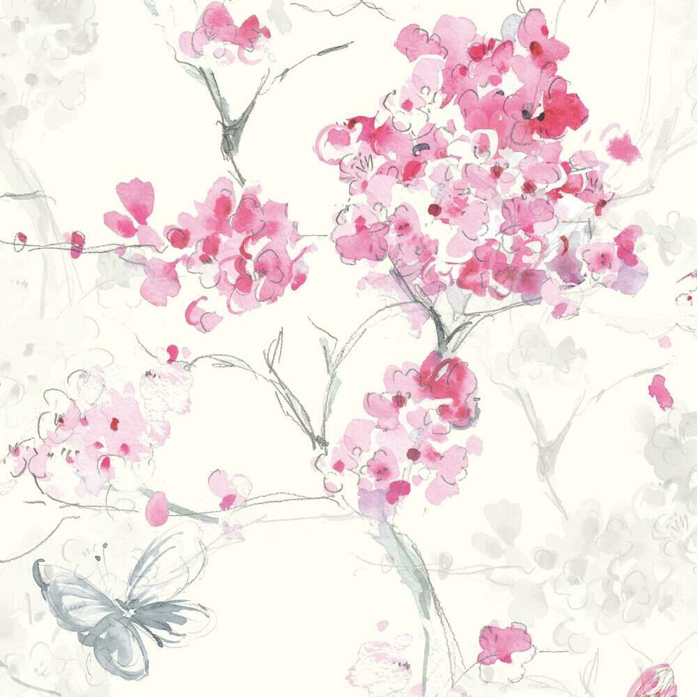 RoomMates Spring Cherry Blossoms Peel and Stick Wallpaper (Blue, 18 in x 18.86 ft) hohn8