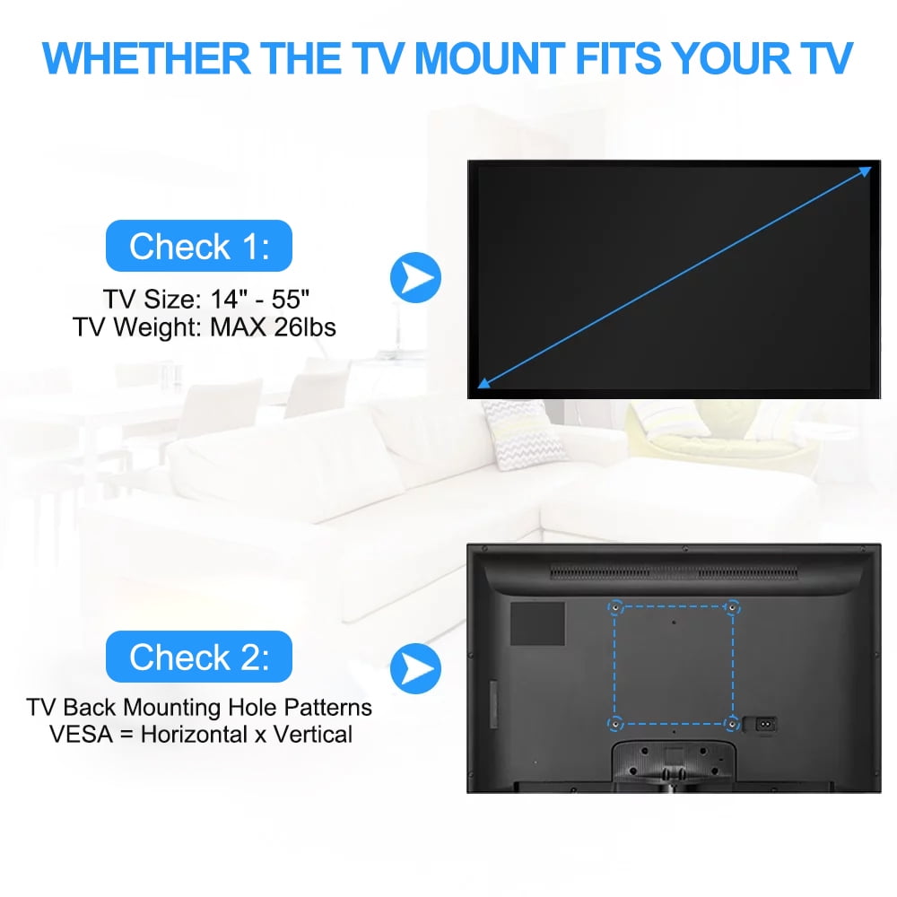 YUANYE Full Motion TV Wall Mount with Articulating Tilt Arm (Black, 14-55 in) ksxhn