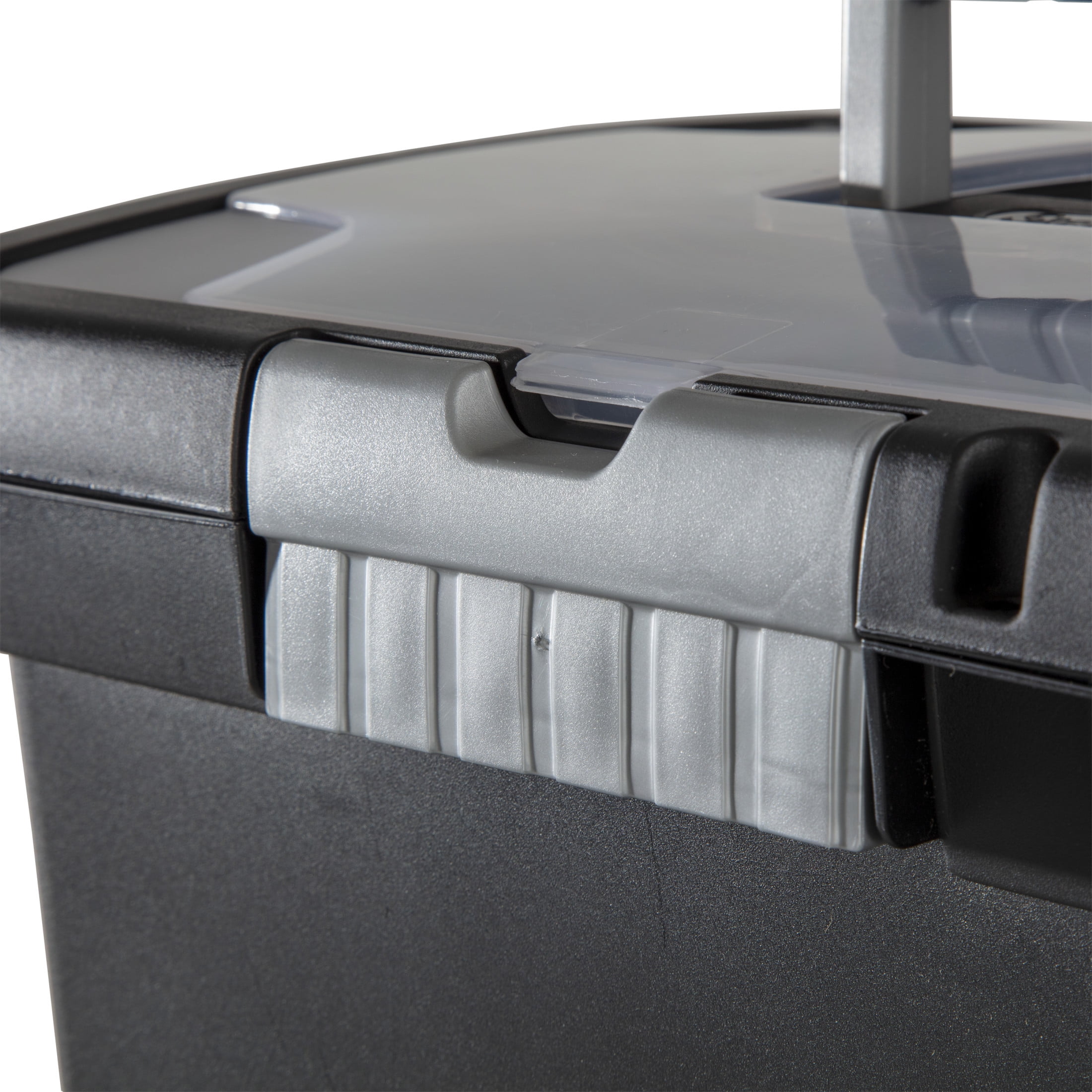 Sterilite Portable File Box, Letter-Size Plastic Storage Organizer with Handle and Divided Lid (Black, 15 in x 10.875 in x 11.5 in) ch8xf