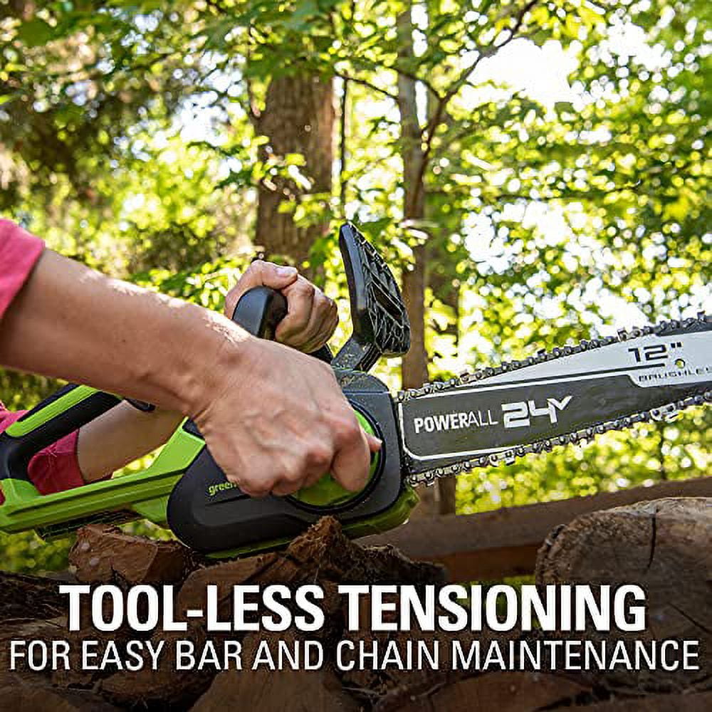 Greenworks 24V 12-inch Brushless Chainsaw Kit with 4.0 Ah Battery and Charger (Green, 12 in) zhkt3