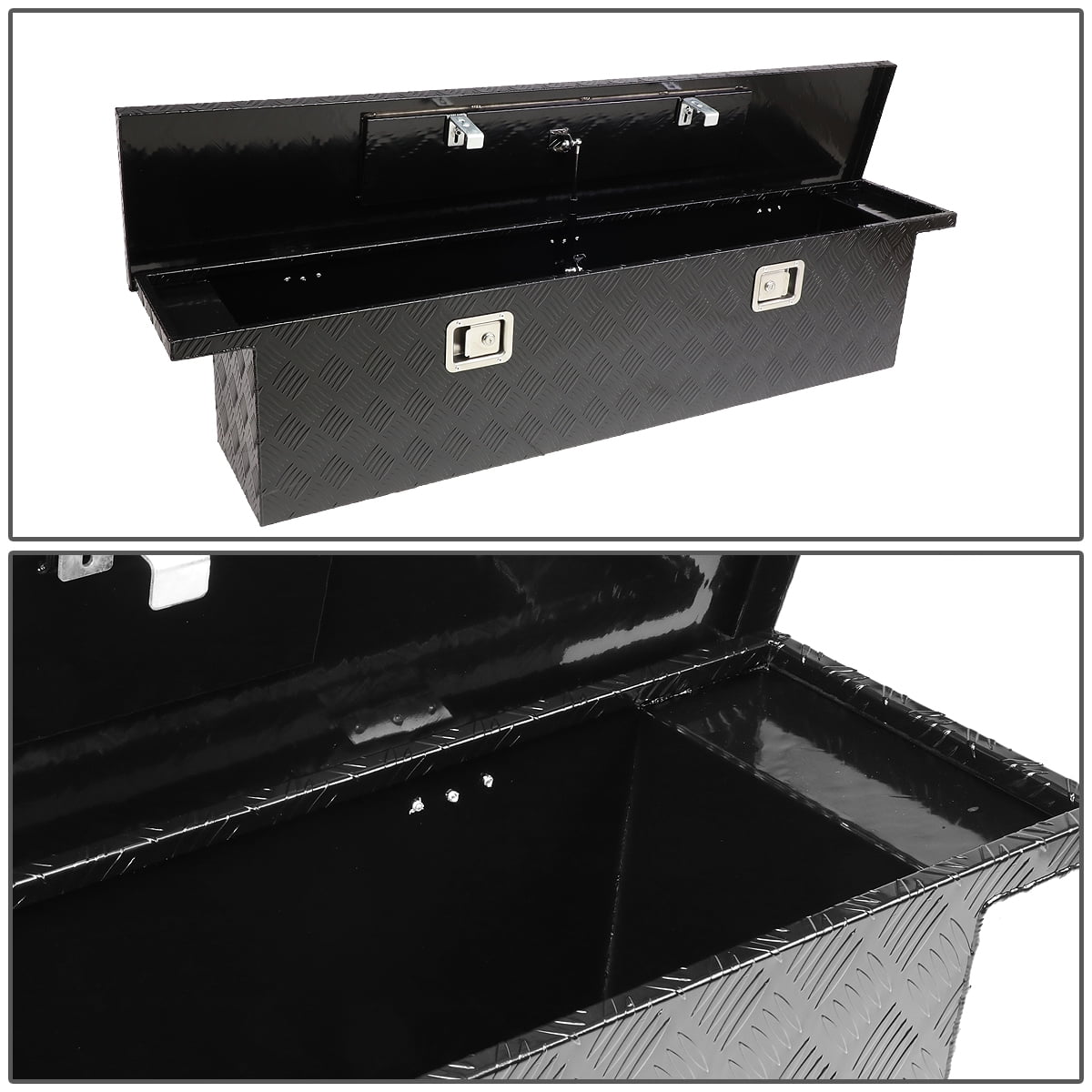 DNA Motoring Aluminum Pickup Truck Bed Tool Box (Black, 60x12x14 in) xza6k