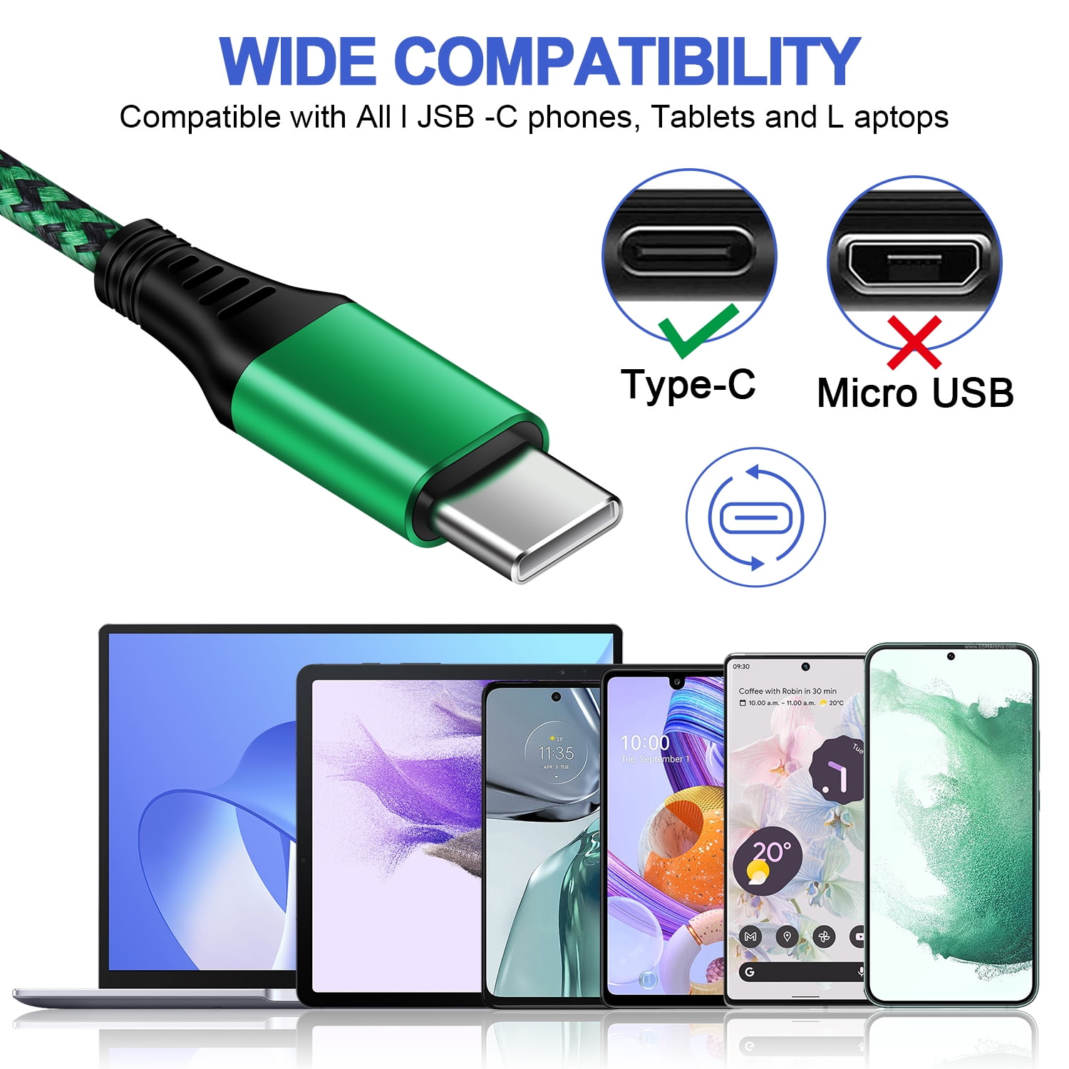 Ailkin USB C to USB A Fast Charging Cable (Multicolor, 6 ft, 4-Pack) xi9tl
