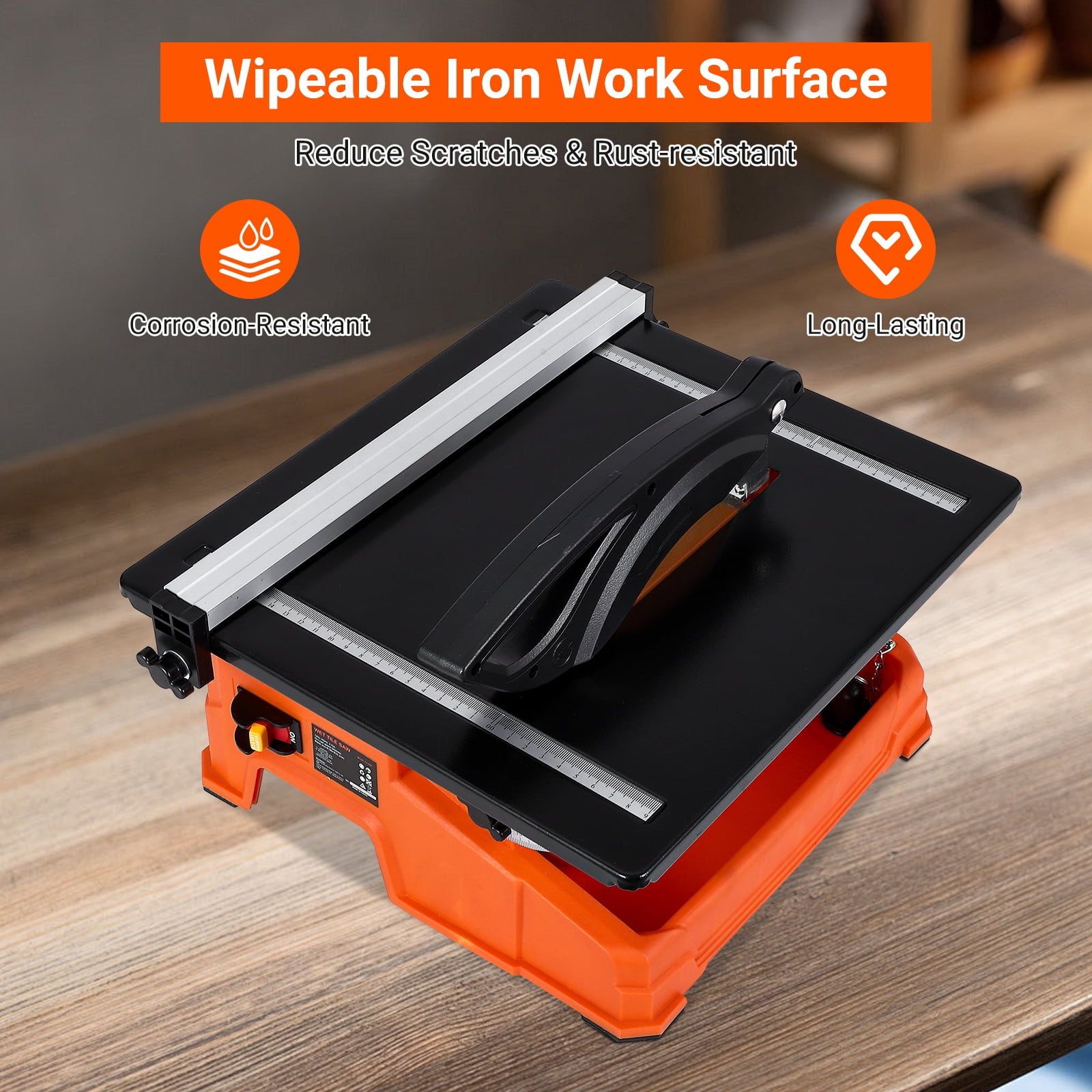Teqin 7-inch Electric Wet Tile Saw with 3500 RPM Induction Motor and 0-45 Degree Miter Cutting Capability (7 in) liatj