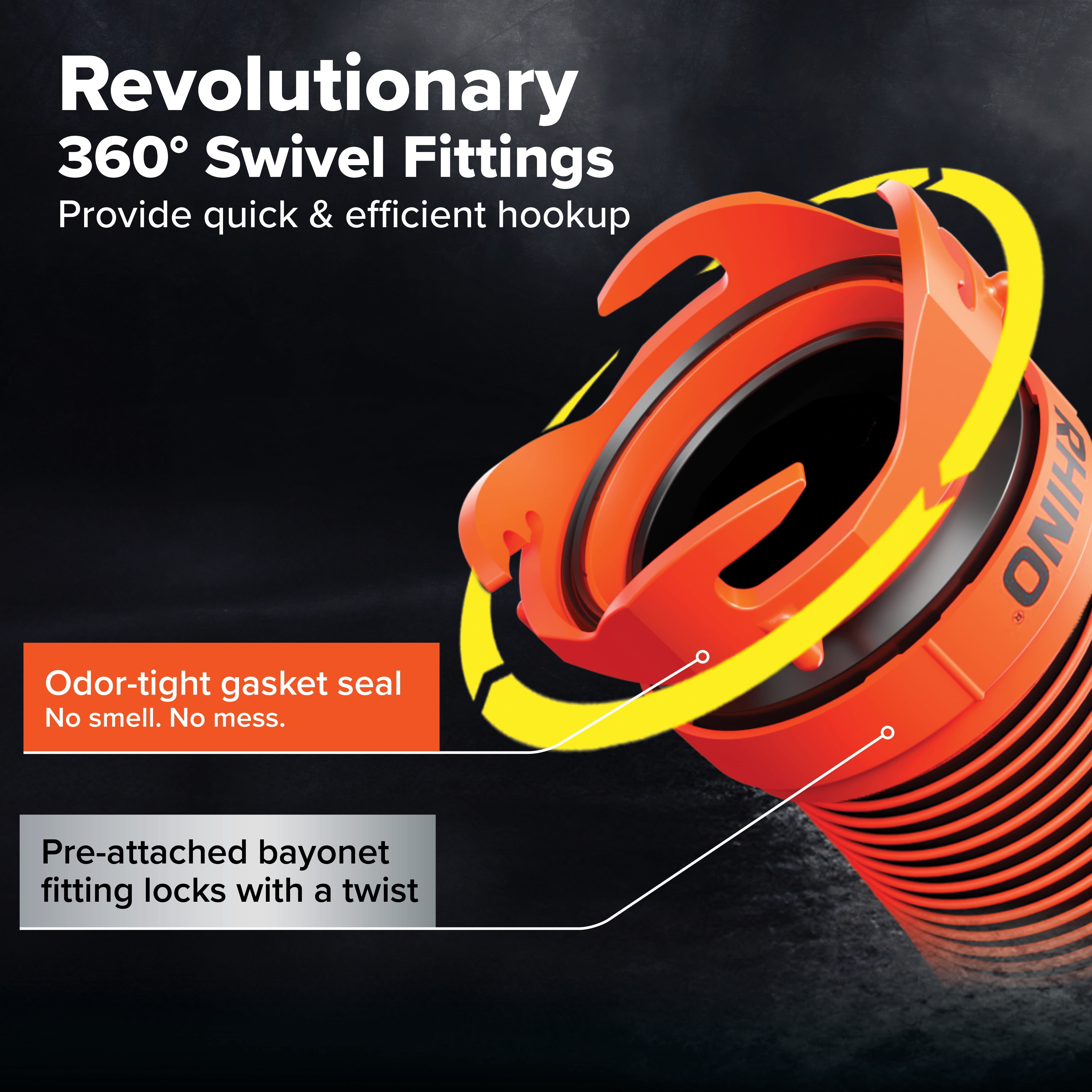 Camco RhinoEXTREME Sewer Hose Kit with 360 Degree Swivel Wye Fitting (Orange, 20 ft) idkz0