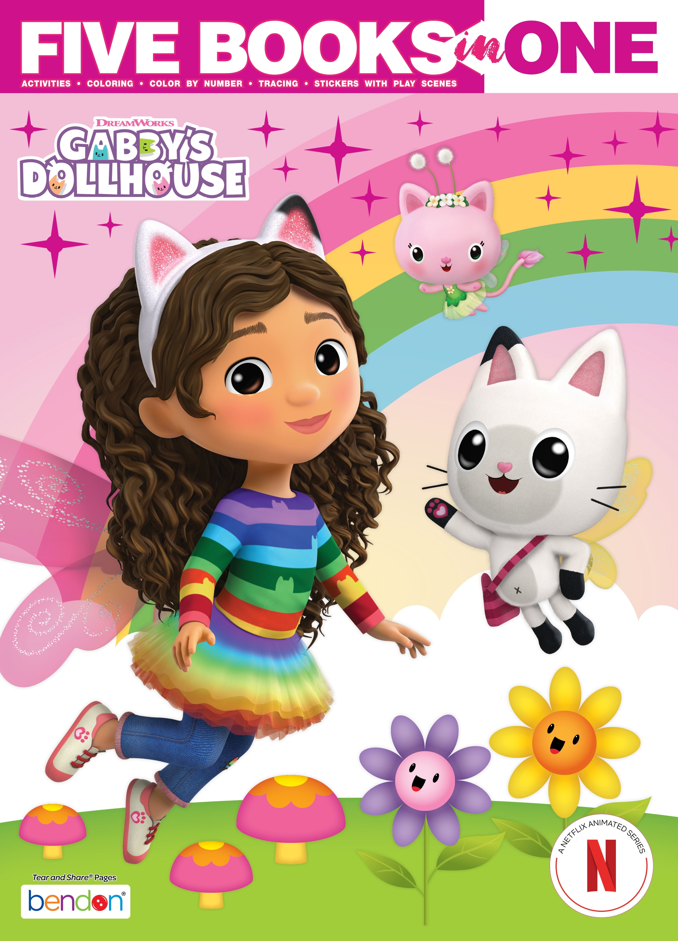 Gabby's Dollhouse 5-in-1 Coloring and Activity Book with Stickers (144 Pages) zi7qa