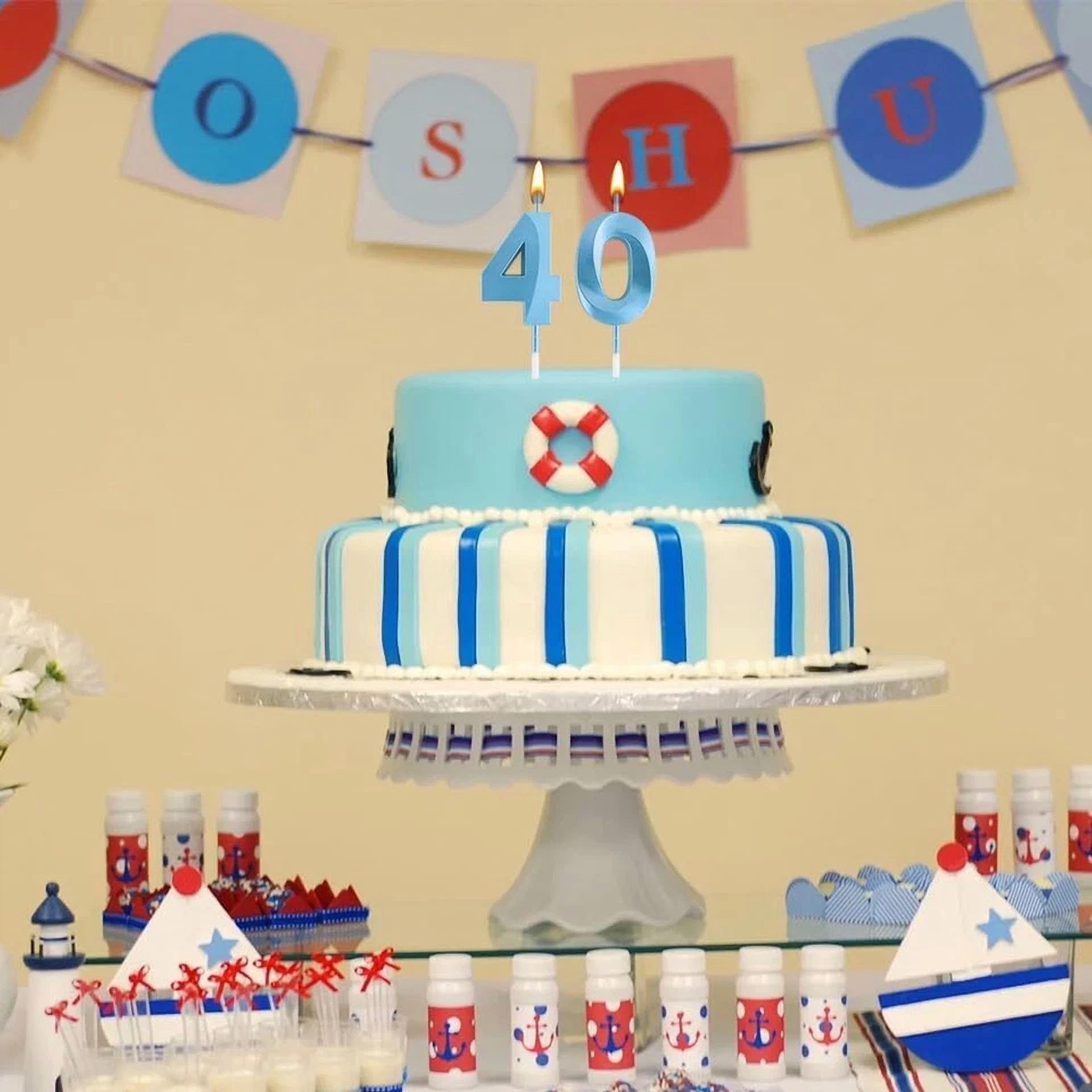 VAULT 40th Birthday Party Decoration Set (Cake Topper, Candles, and Sparkler) e6nnc