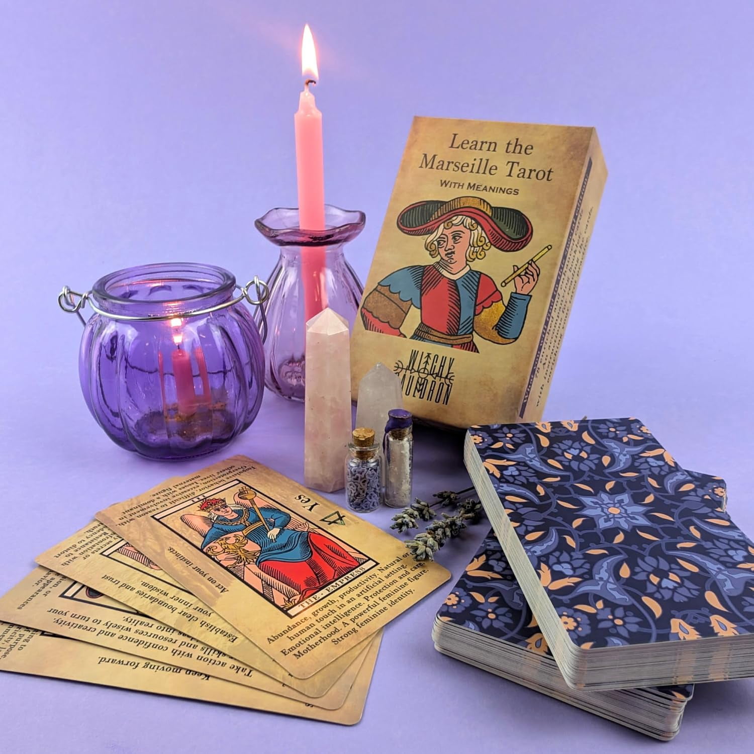 Witchy Cauldron Marseille Tarot Deck for Beginners (Illustrated Cards, 78-Card Set) wgwbw