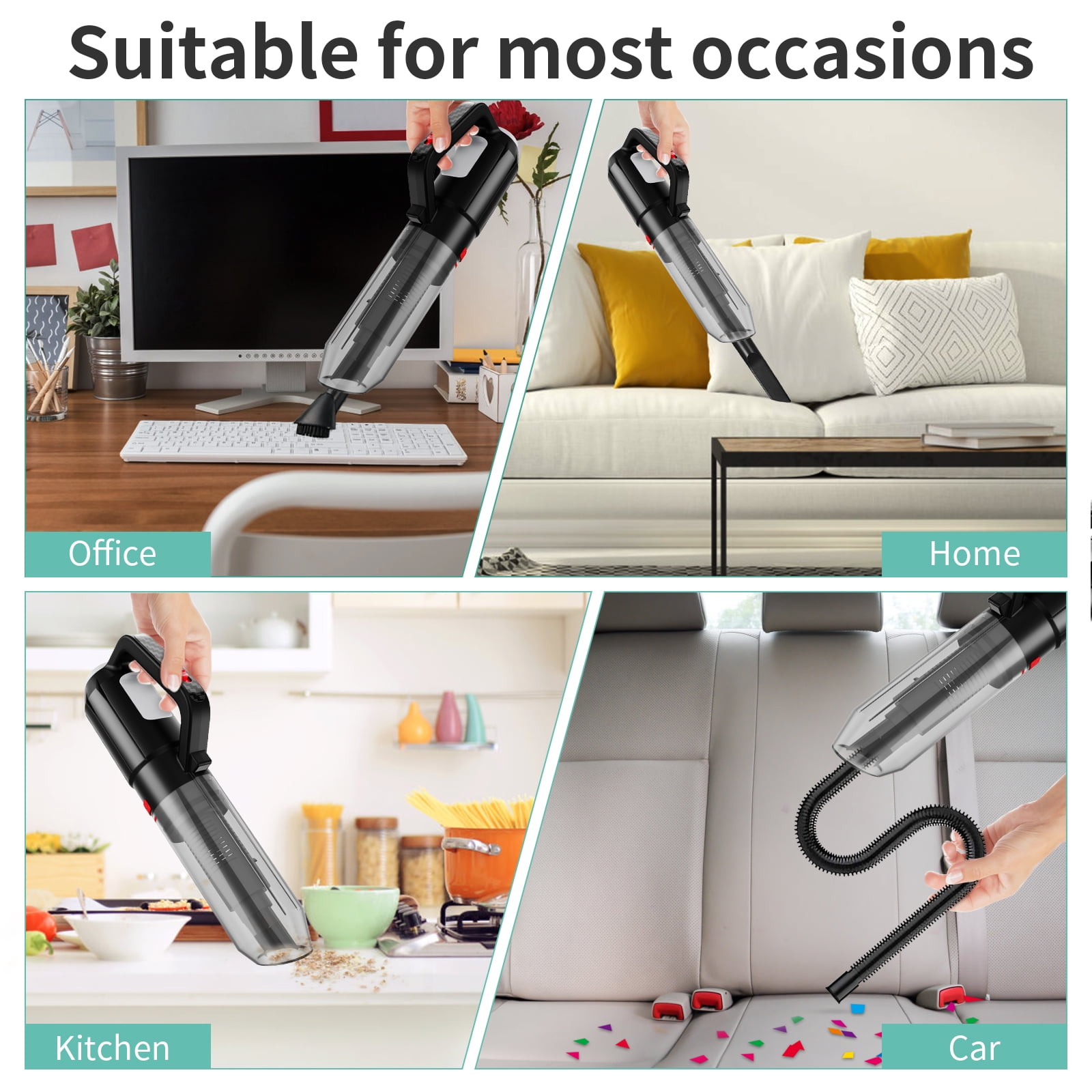 Qunler Cordless Handheld Vacuum Cleaner 3-in-1 Portable Car Vacuum Air Blower and Hand Pump with LED Light (Black) q1x5r