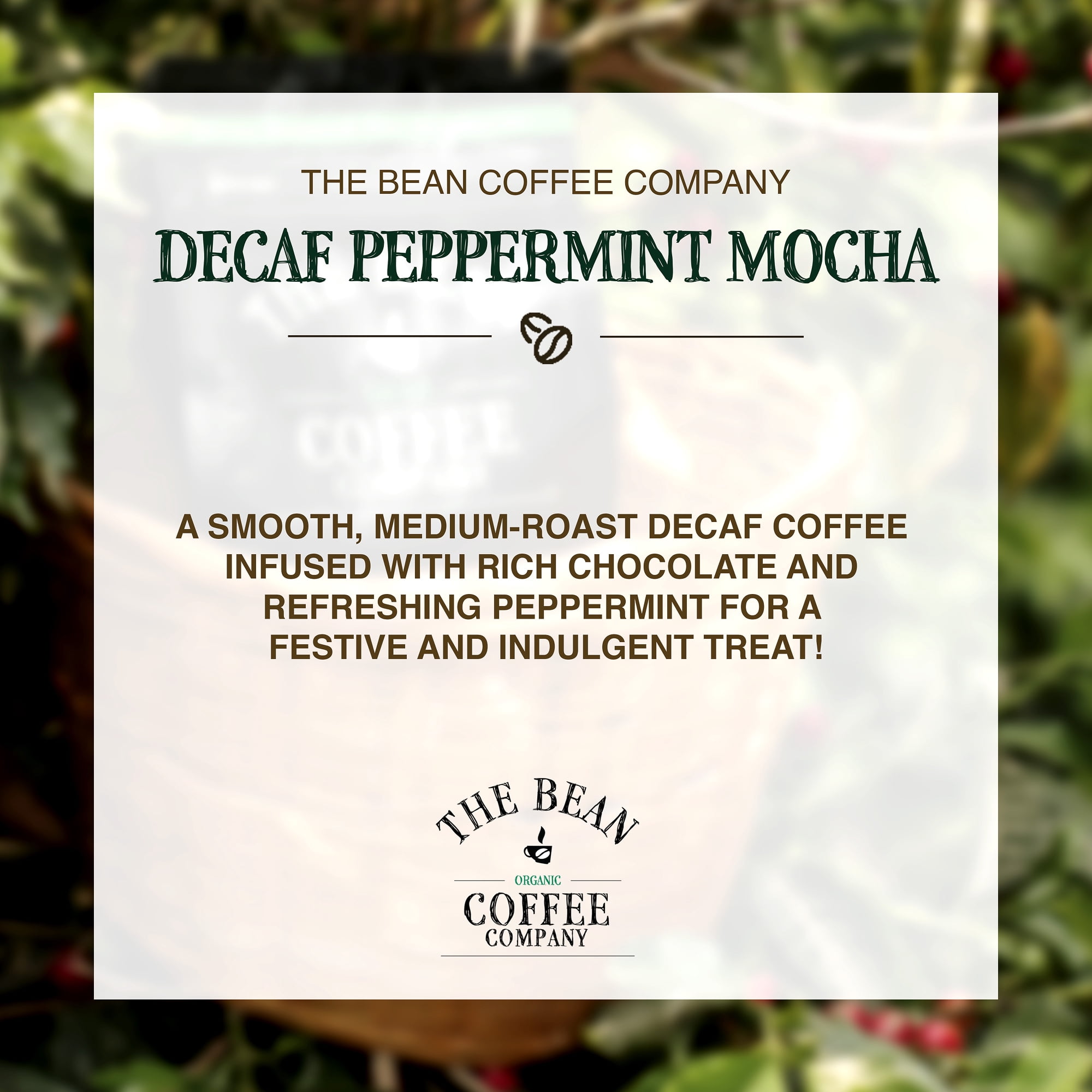 The Bean Organic Coffee Company Water Processed Decaf Peppermint Mocha Medium Roast Ground Coffee (32 oz) tkgsi