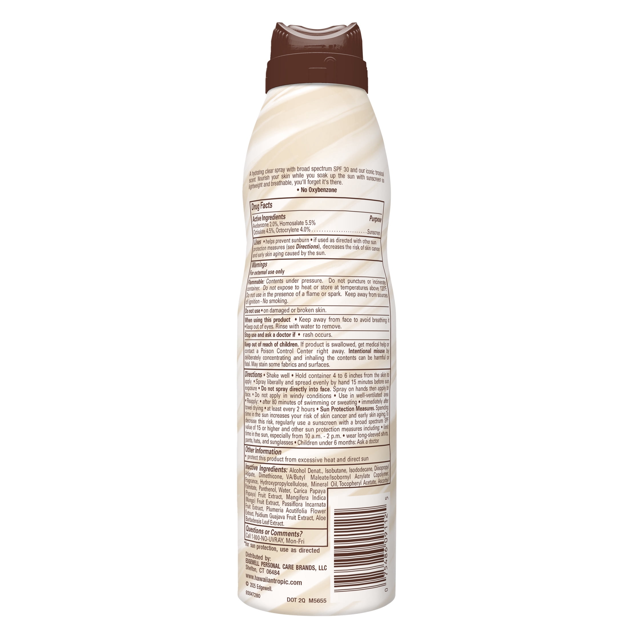 Hawaiian Tropic Weightless Hydration Sunscreen Spray, Broad Spectrum SPF 30 (Clear, 6 oz) j5o8m