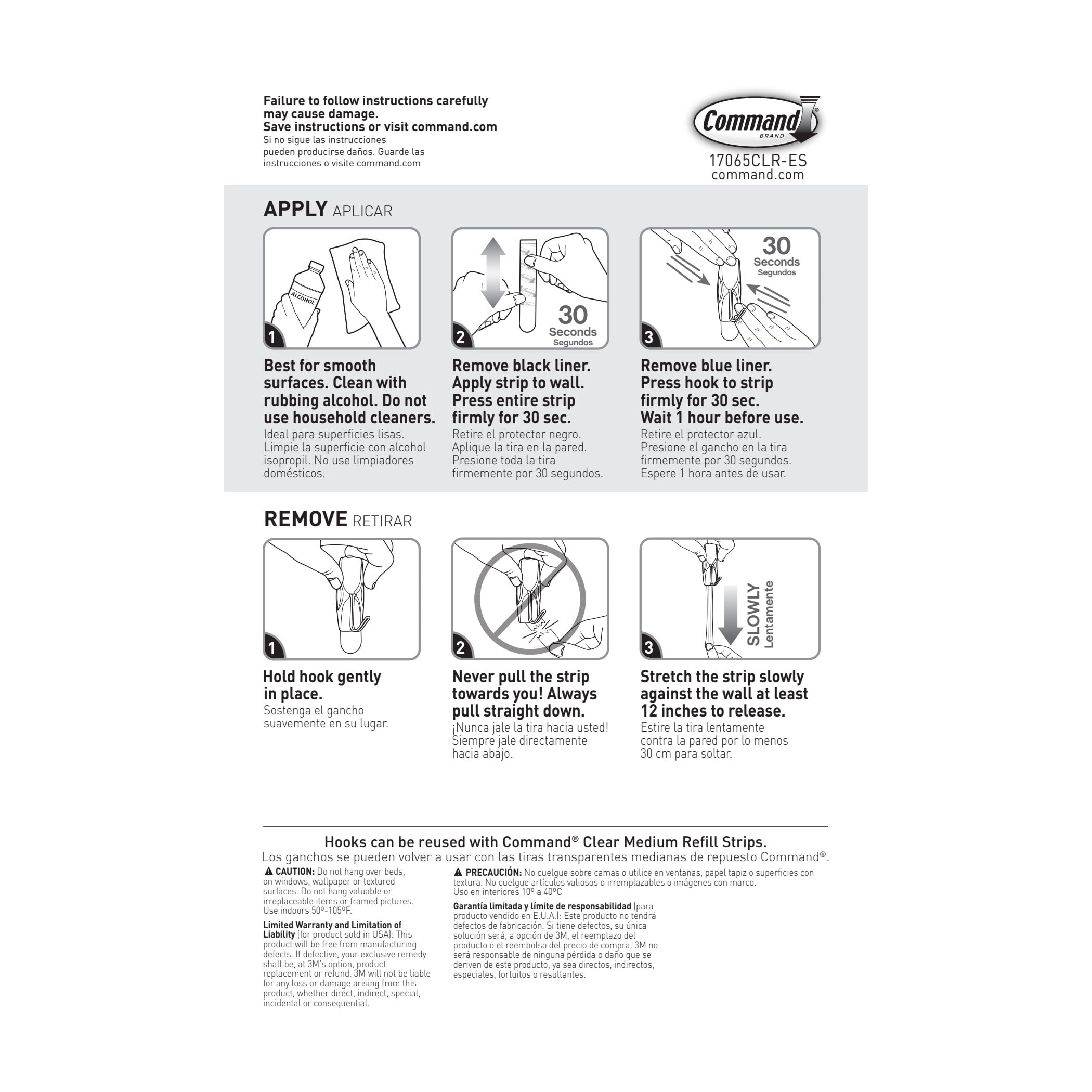 Command Wire Toggle Hooks, Damage-Free Adhesive Wall Hooks for Organization, Clear, Medium (3 Pack, 2 Hooks per Pack) yrao4